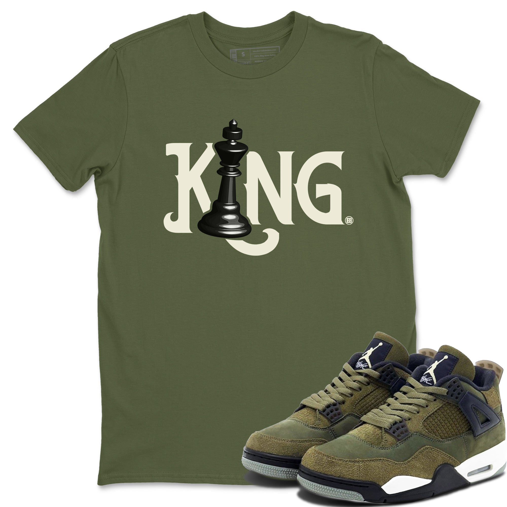 Chess King snkmatch Tee - Air Jordan 4 Medium Olive