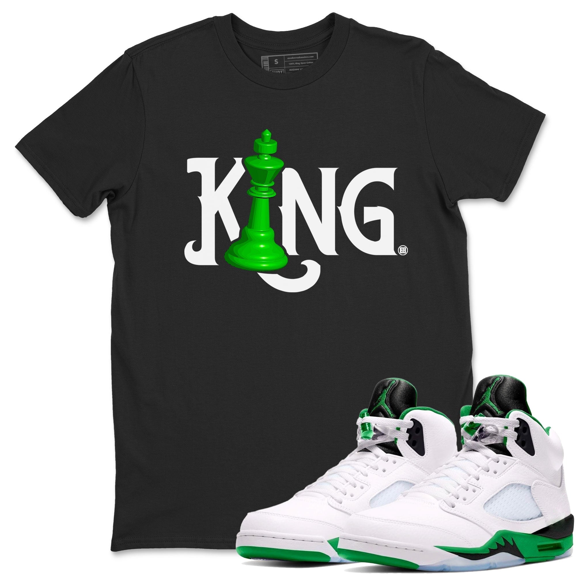 Chess King snkmatch Tees - Air Jordan 5 Lucky Green