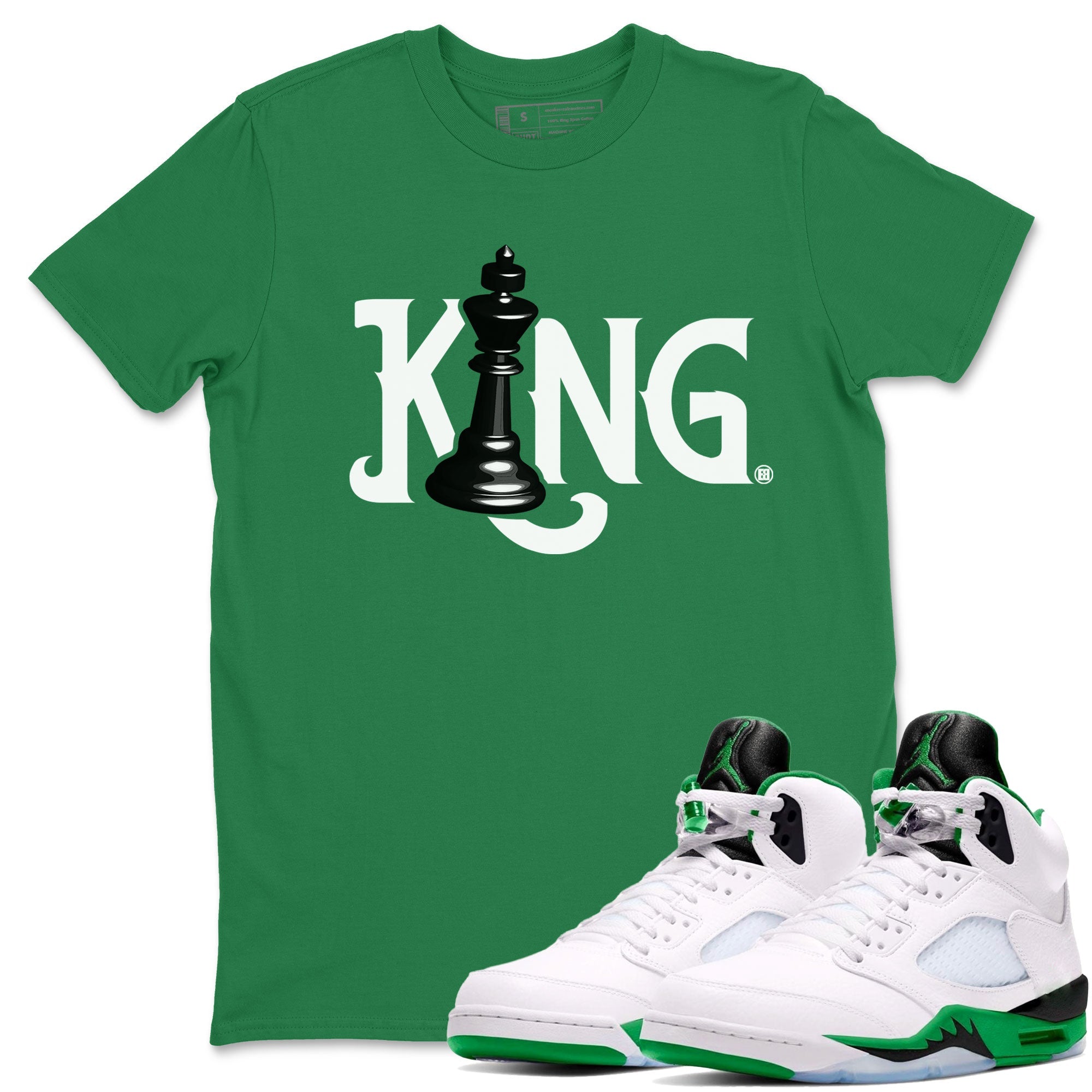 Chess King snkmatch Tees - Air Jordan 5 Lucky Green