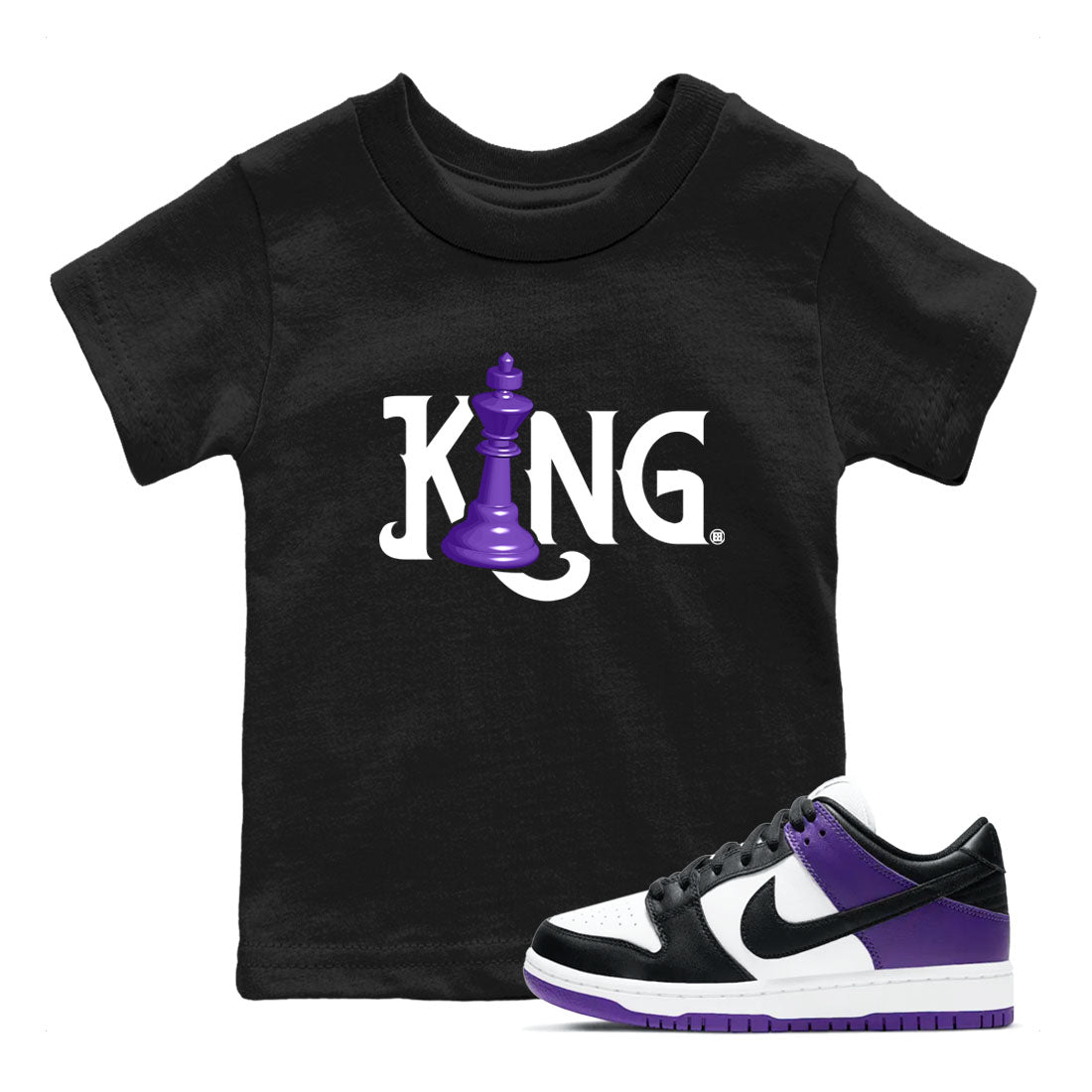 Chess King snkmatch Tees Kids - Dunk Low Court Purple