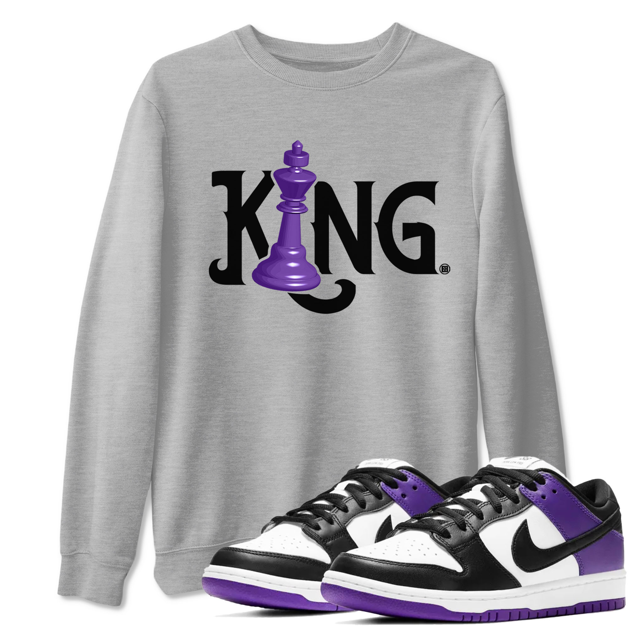 Chess King snkmatch Tees - Dunk Low Court Purple