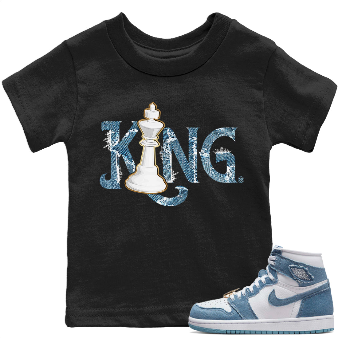 Chess King Kids Tops - Air Jordan 1 Denim