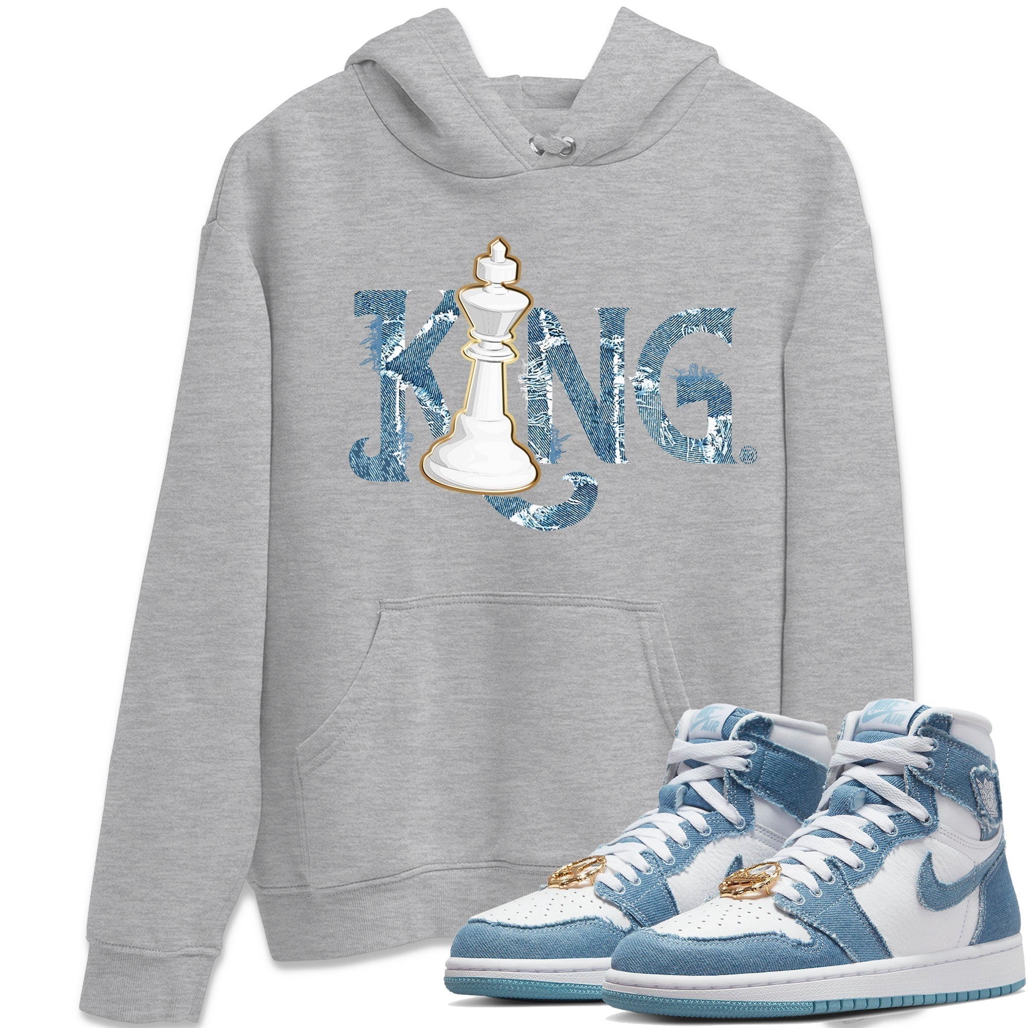 Chess King Unisex Tops - Air Jordan 1 Denim