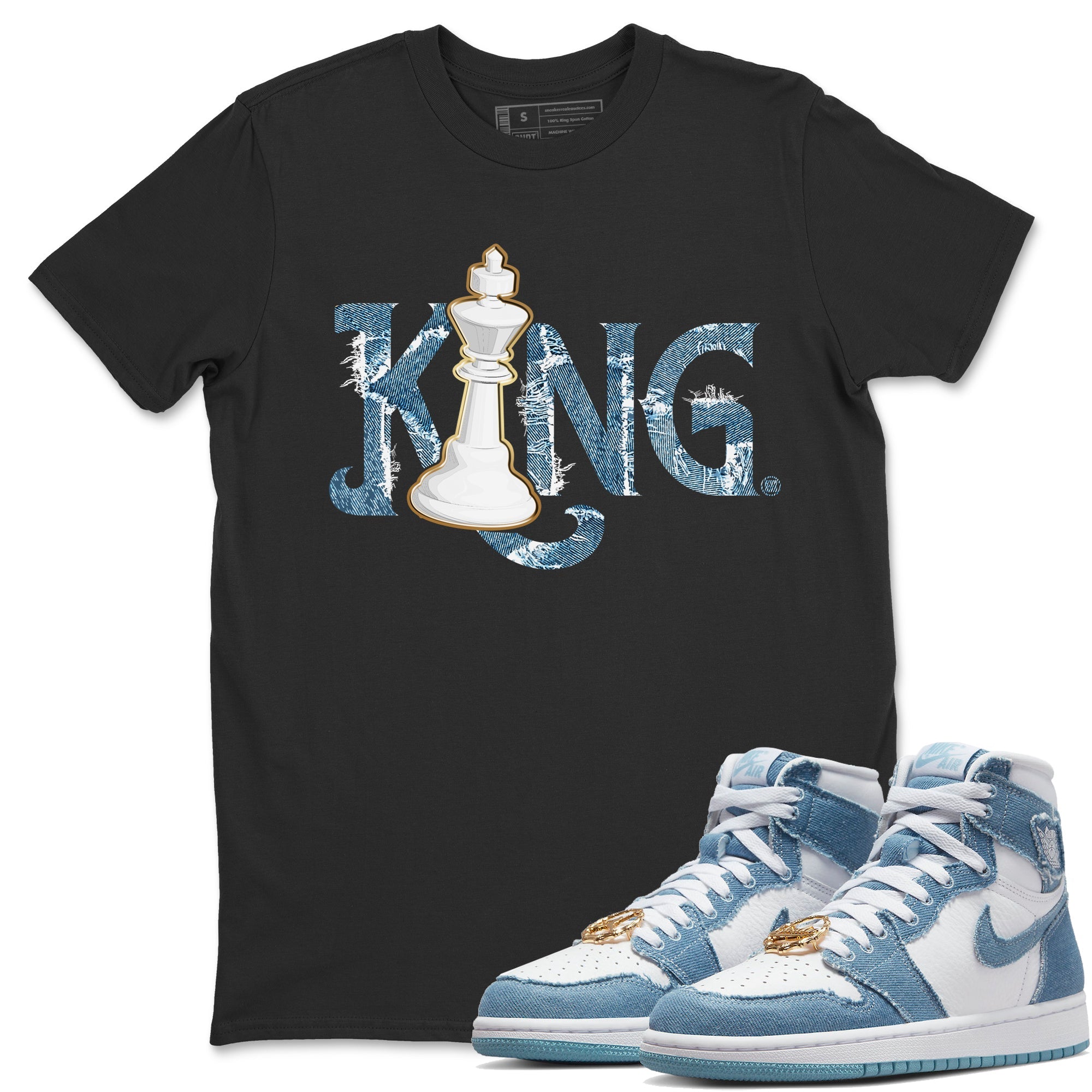 Chess King Unisex Tops - Air Jordan 1 Denim