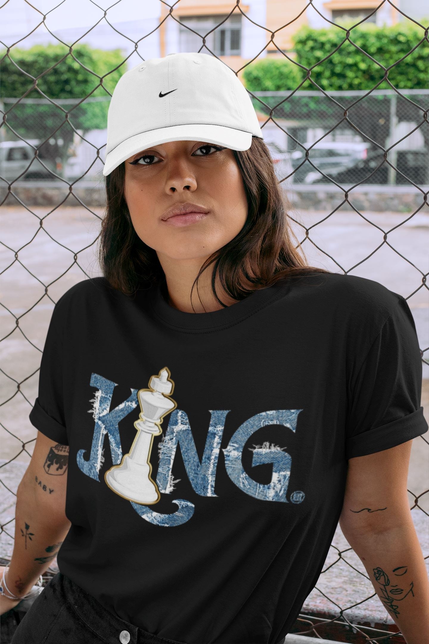 Chess King Unisex Tops - Air Jordan 1 Denim