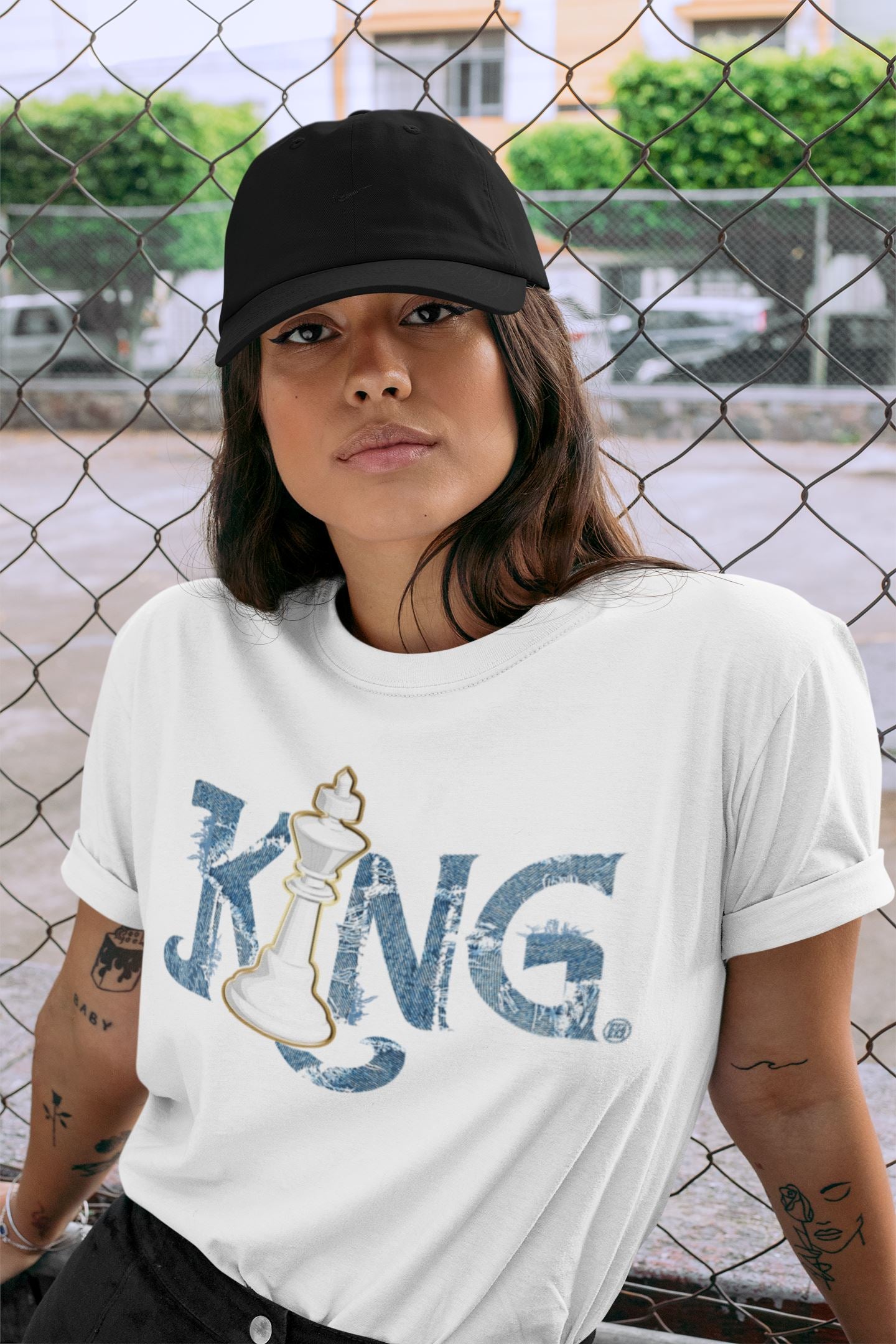 Chess King Unisex Tops - Air Jordan 1 Denim