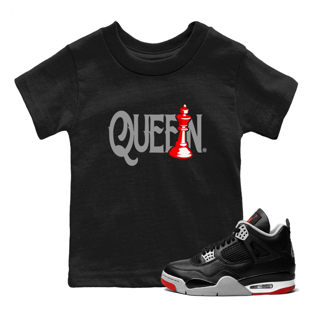 Chess Queen snkmatch Tees Kids - Air Jordan 4 Bred Reimagined