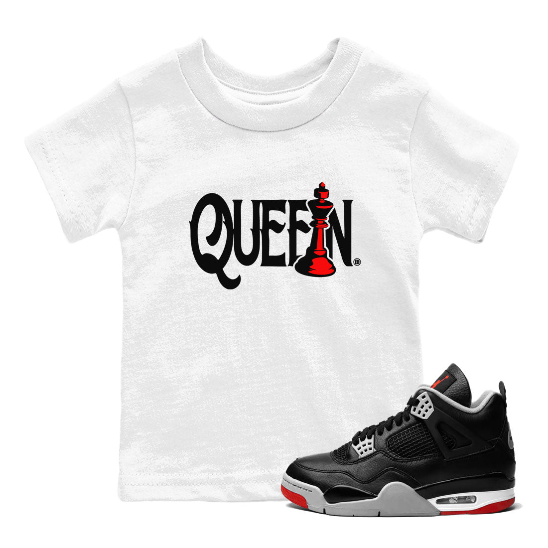 Chess Queen snkmatch Tees Kids - Air Jordan 4 Bred Reimagined