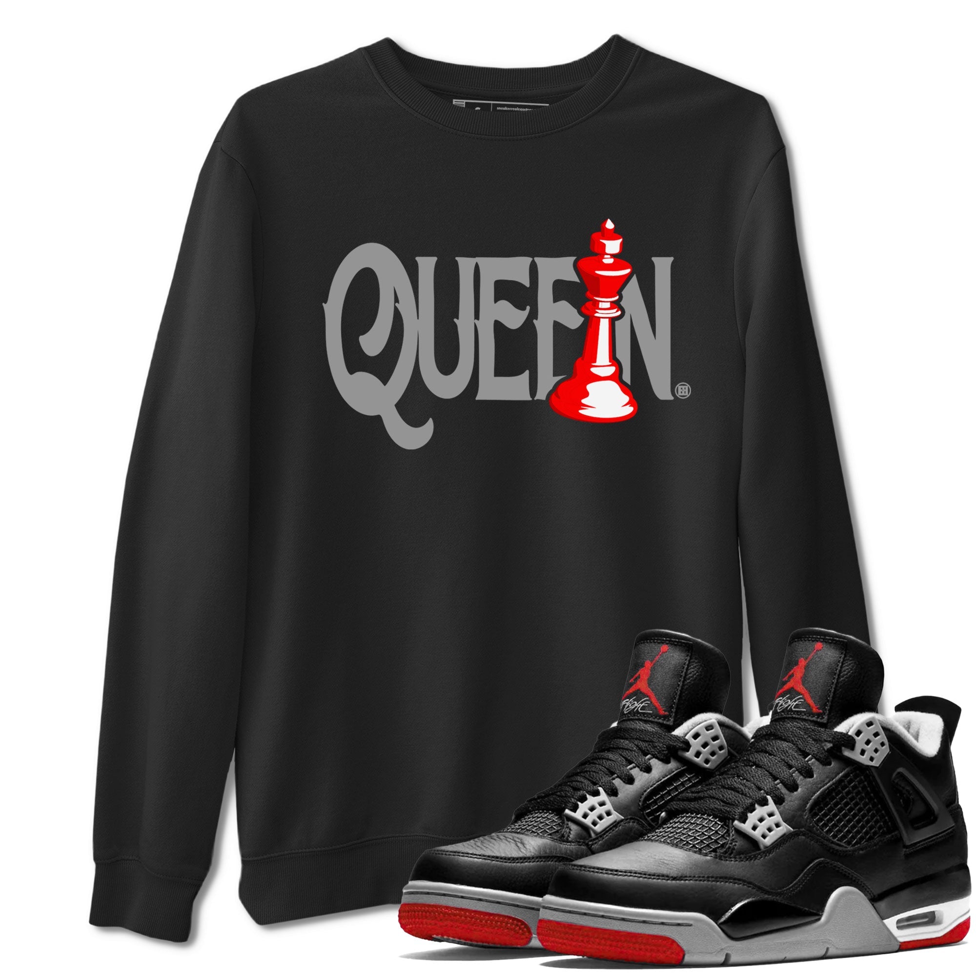Chess Queen snkmatch Tees - Air Jordan 4 Bred Reimagined