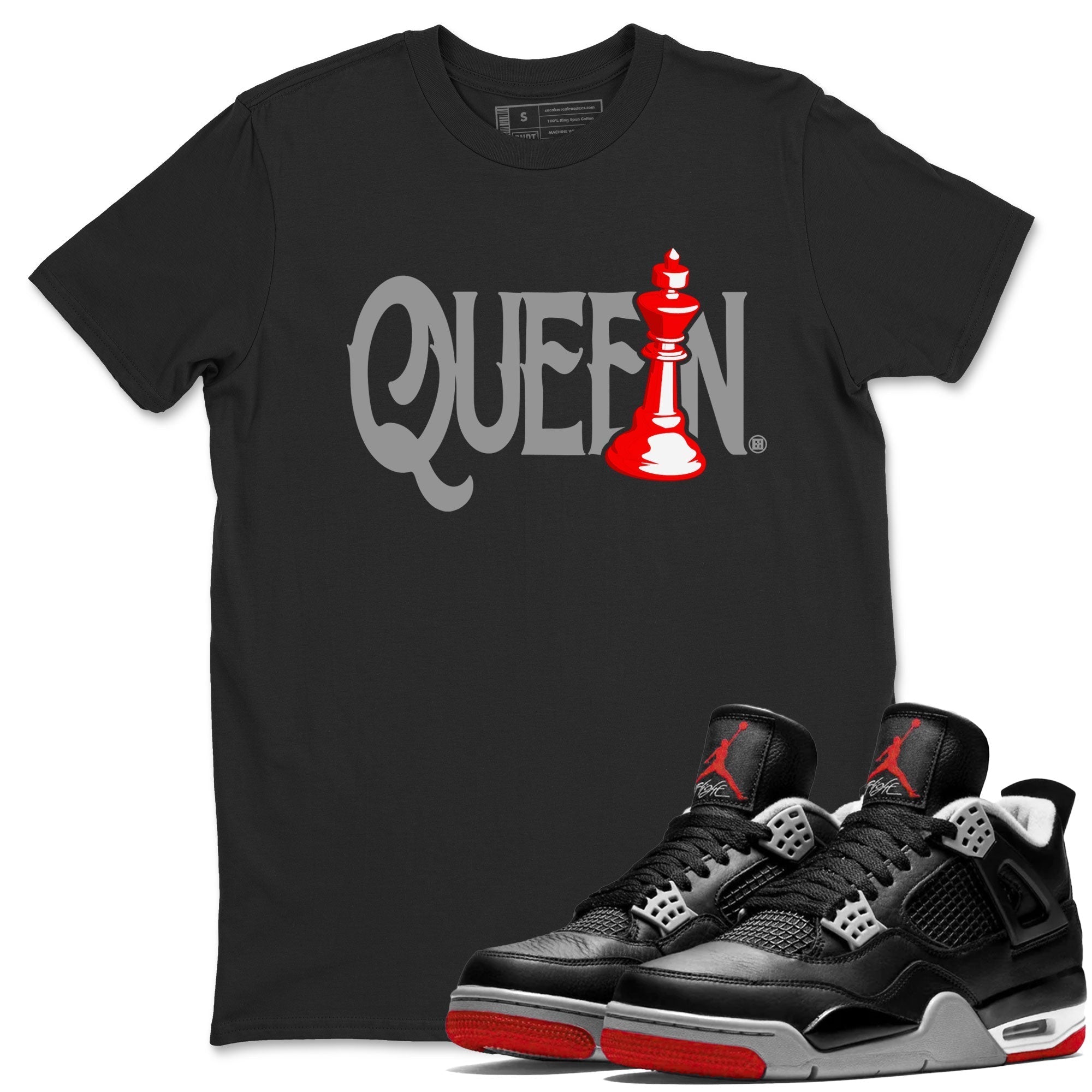 Chess Queen snkmatch Tees - Air Jordan 4 Bred Reimagined