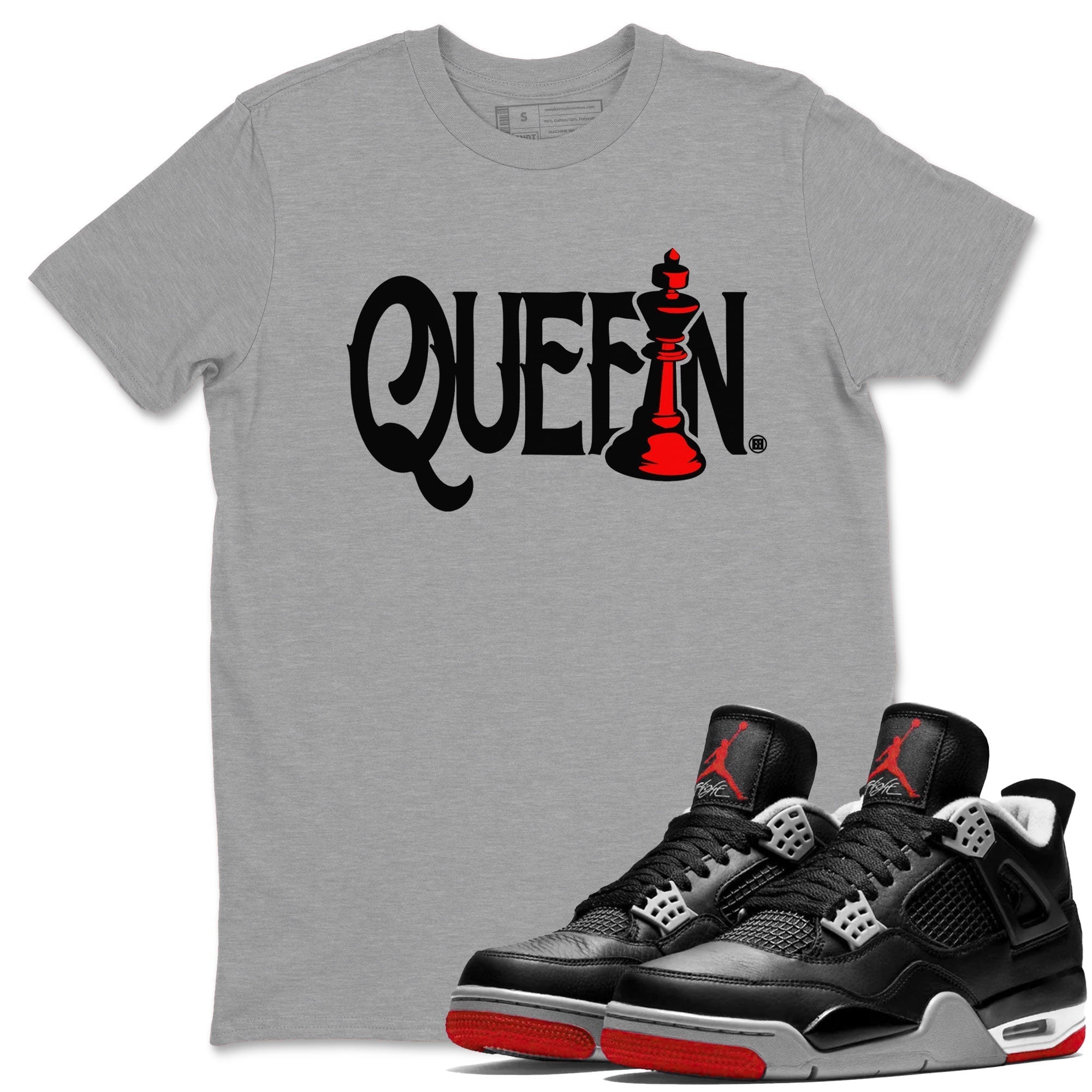 Chess Queen snkmatch Tees - Air Jordan 4 Bred Reimagined