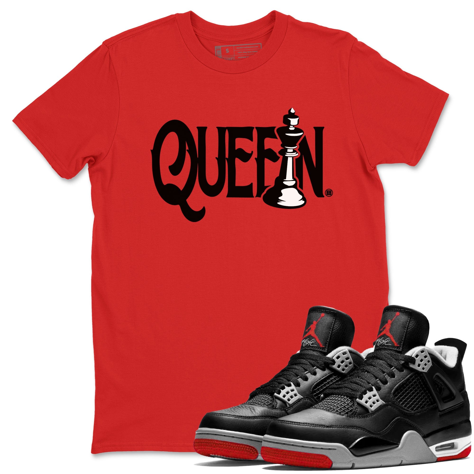 Chess Queen snkmatch Tees - Air Jordan 4 Bred Reimagined