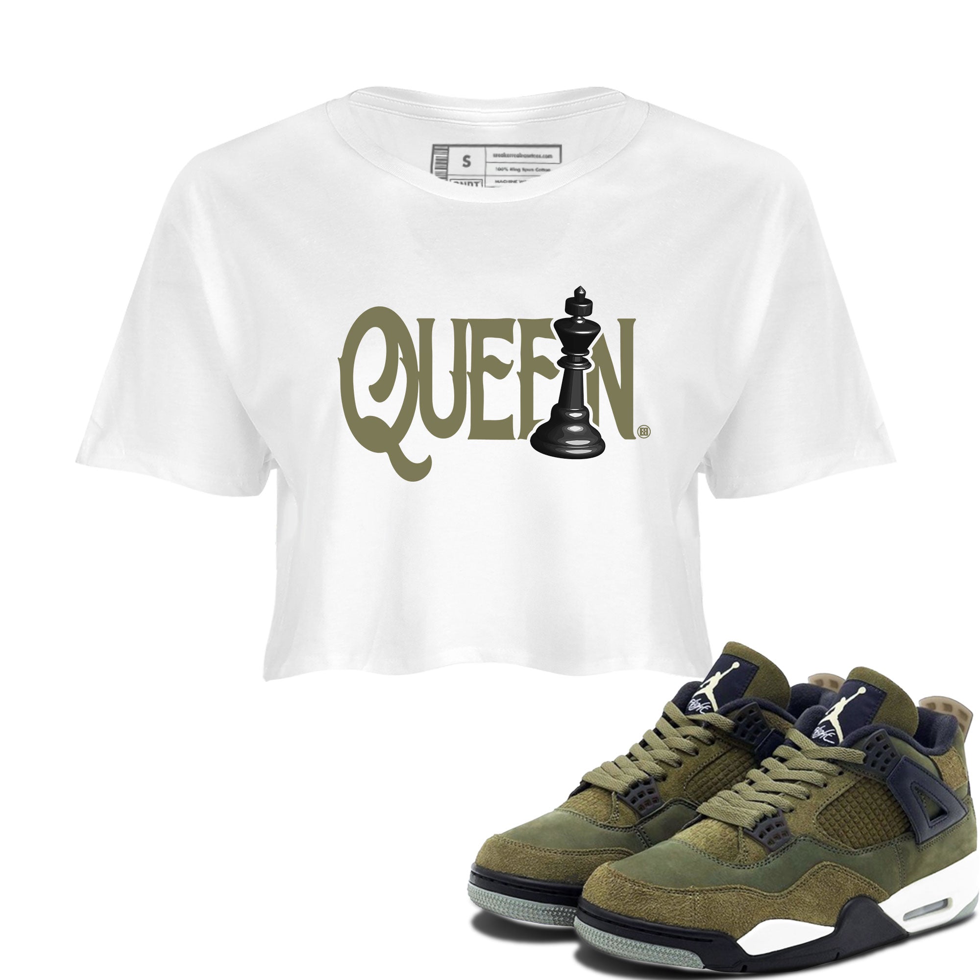 Chess Queen snkmatch Women's Top - Air Jordan 4 Medium Olive