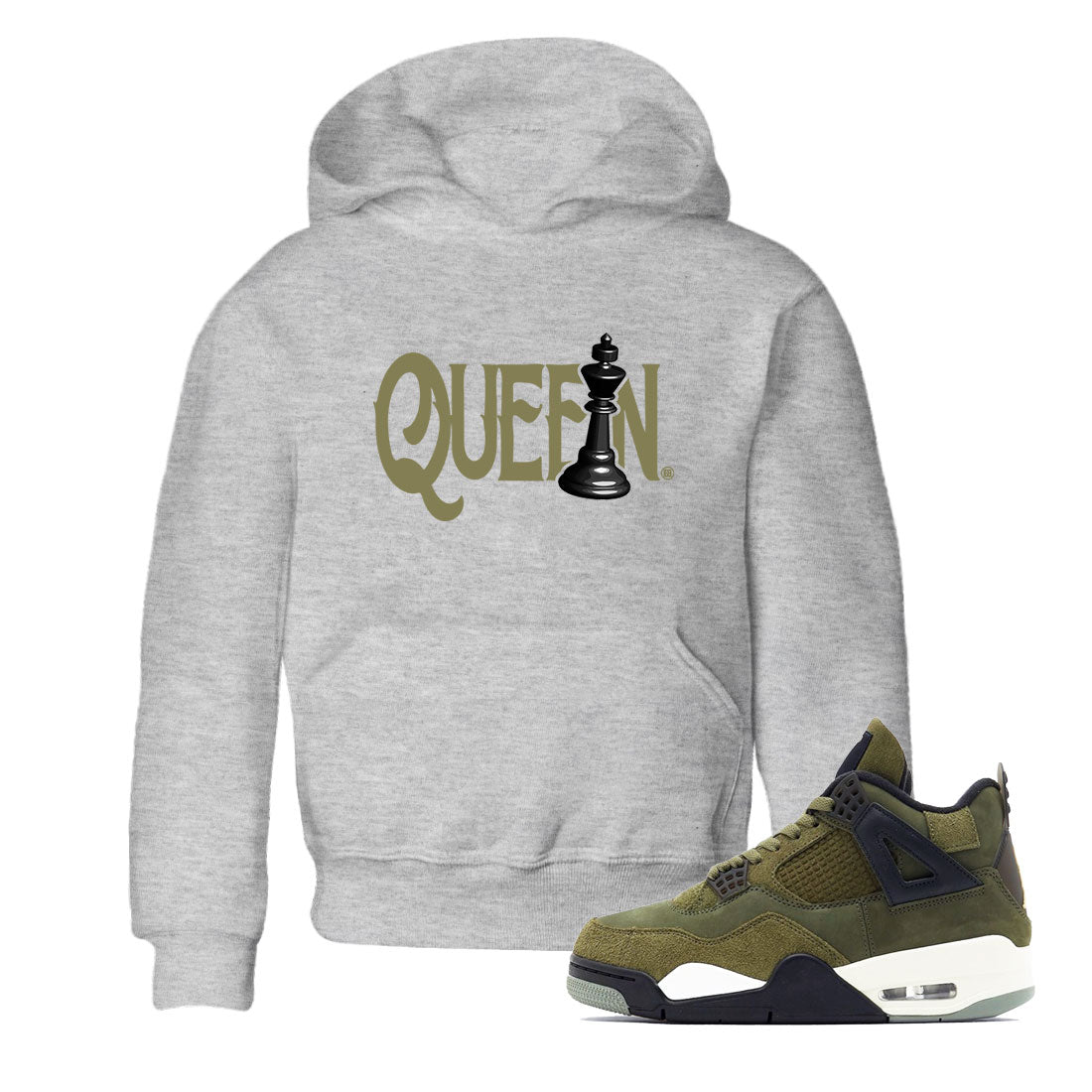 Chess Queen snkmatch Tee Kids - Air Jordan 4 Medium Olive