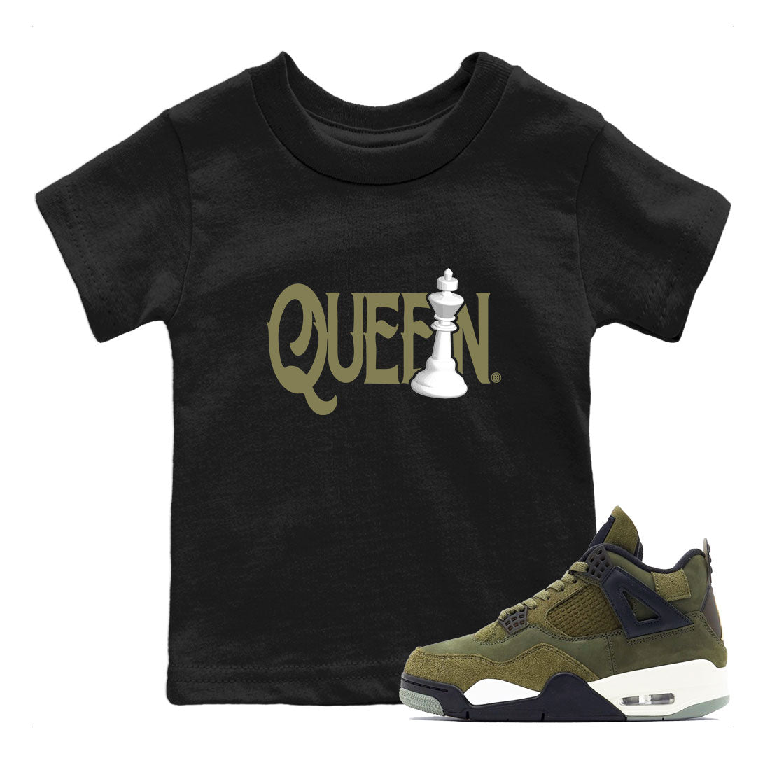 Chess Queen snkmatch Tee Kids - Air Jordan 4 Medium Olive