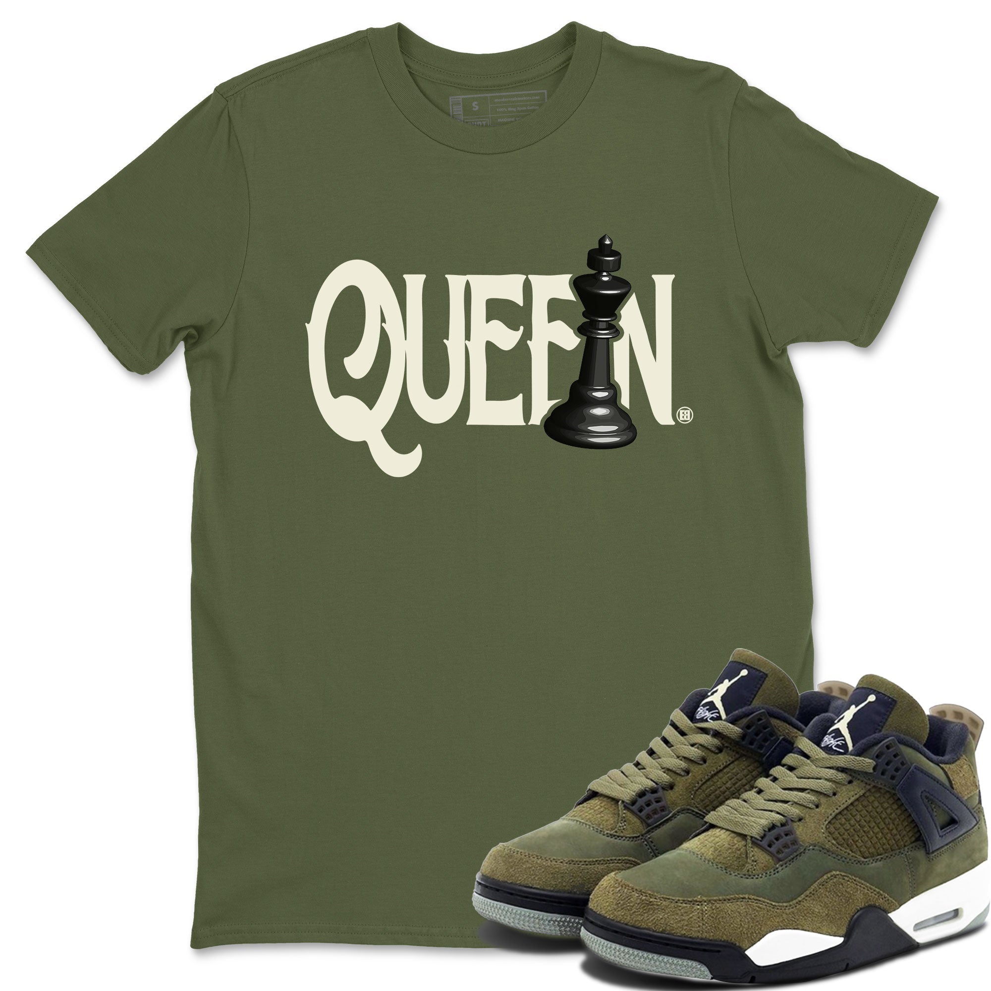 Chess Queen snkmatch Tee - Air Jordan 4 Medium Olive