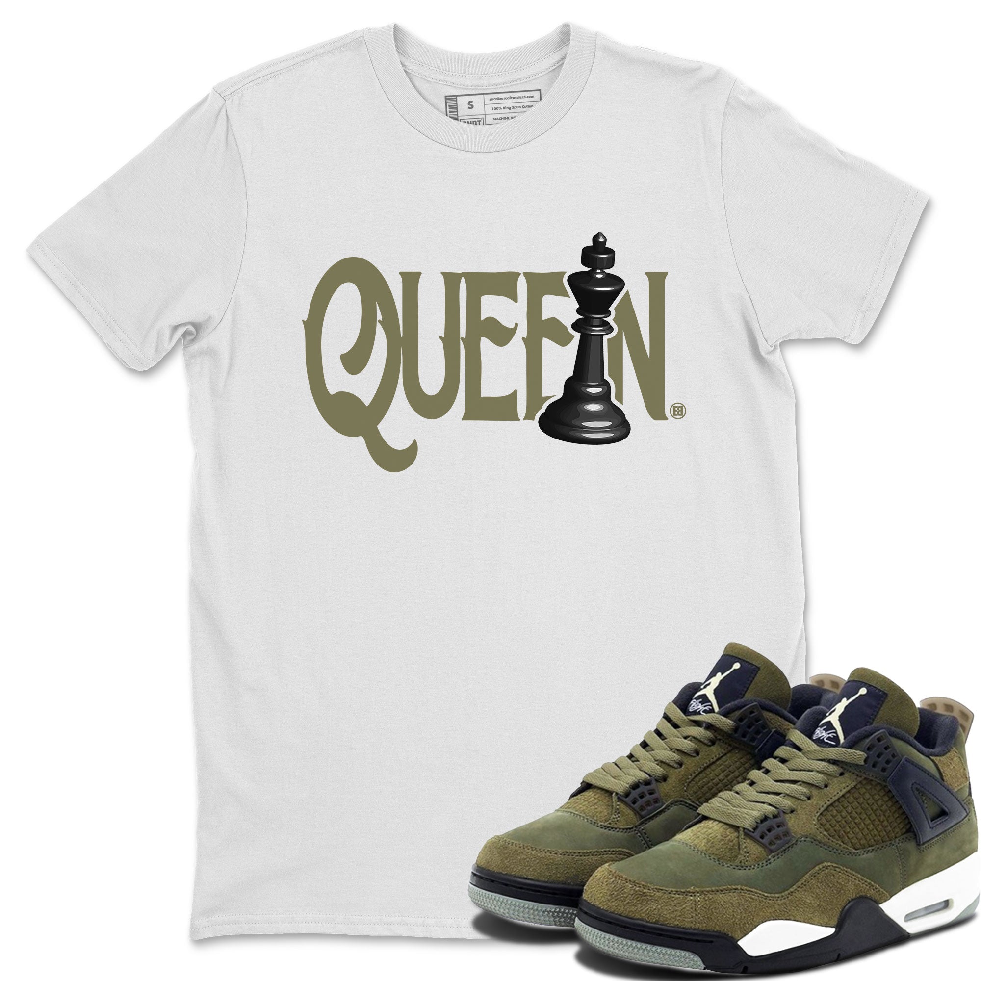 Chess Queen snkmatch Tee - Air Jordan 4 Medium Olive