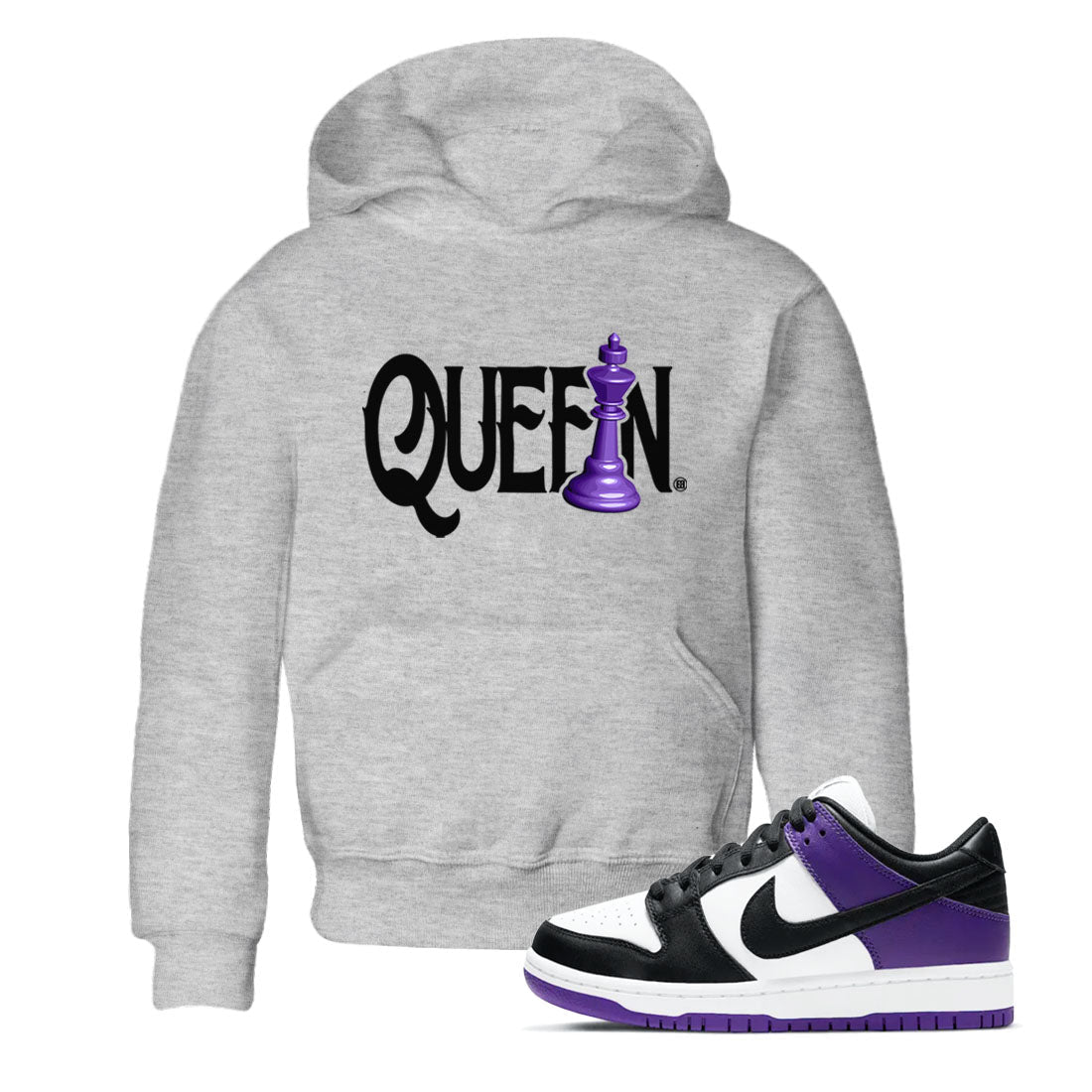 Chess Queen snkmatch Tees Kids - Dunk Low Court Purple