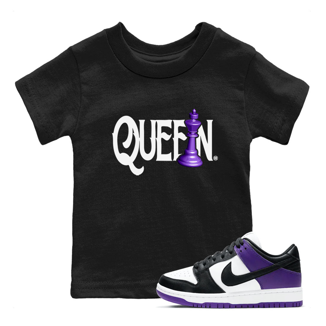 Chess Queen snkmatch Tees Kids - Dunk Low Court Purple
