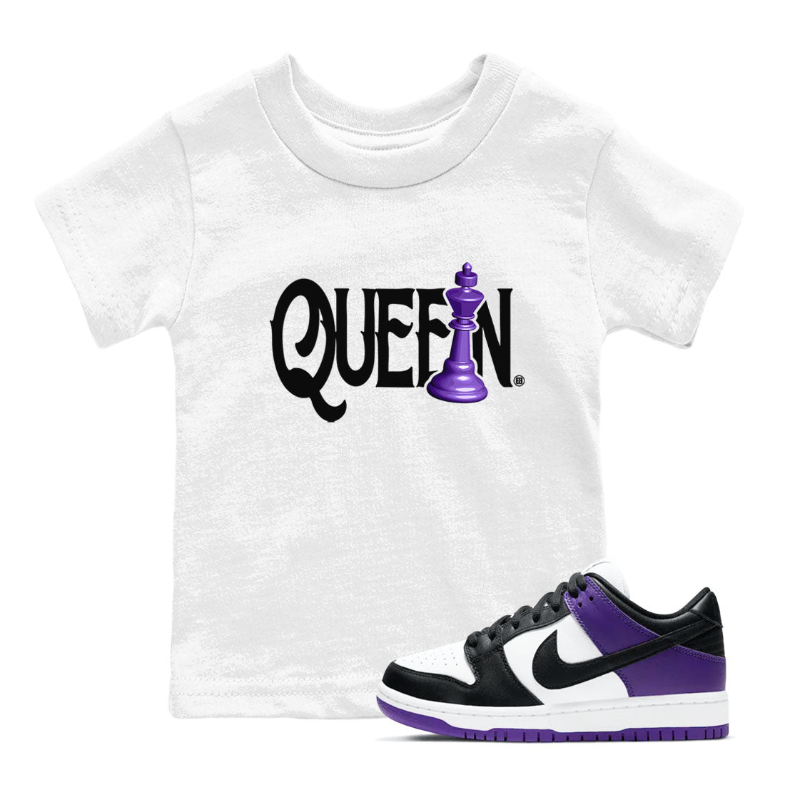 Chess Queen snkmatch Tees Kids - Dunk Low Court Purple