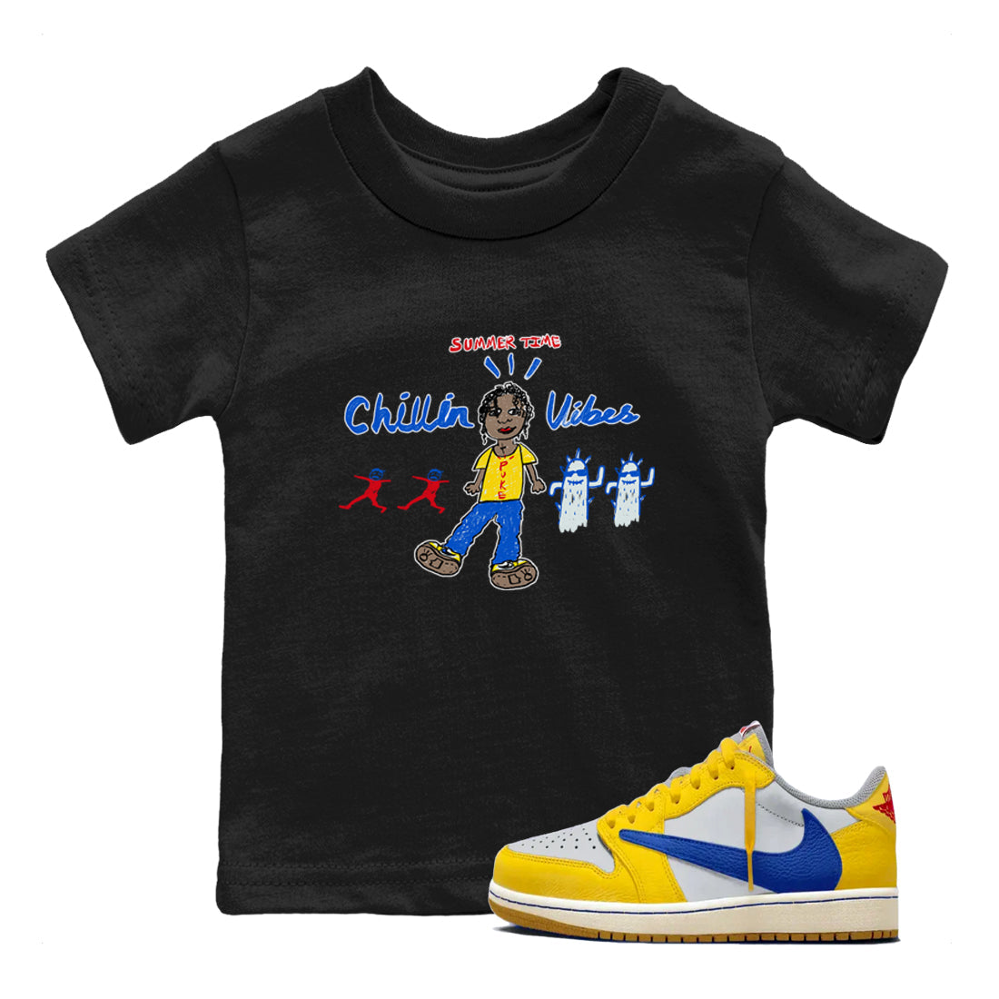 Chillin Vibes snkmatch Tees Kids - Air Jordan 1 Travis Scott Canary