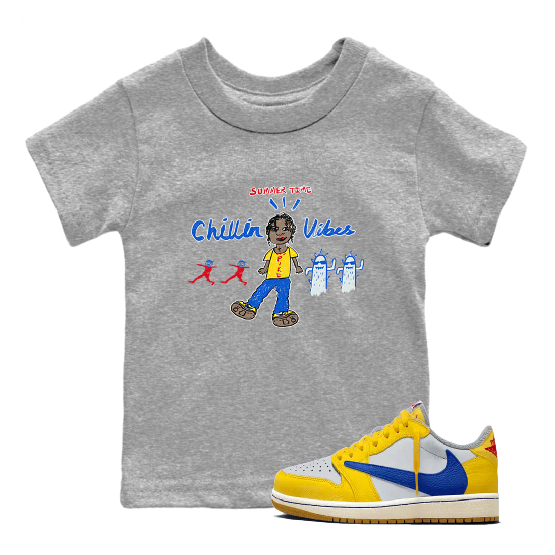 Chillin Vibes snkmatch Tees Kids - Air Jordan 1 Travis Scott Canary