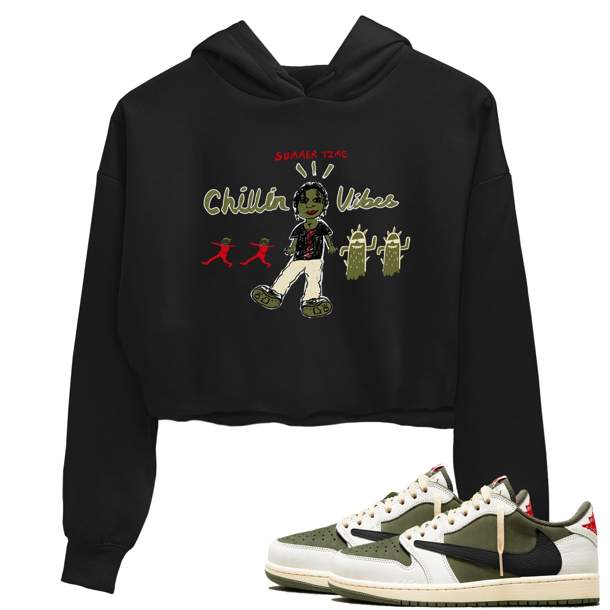 Chillin Vibes snkmatch Women's Top - Air Jordan 1 Travis Scott Medium Olive