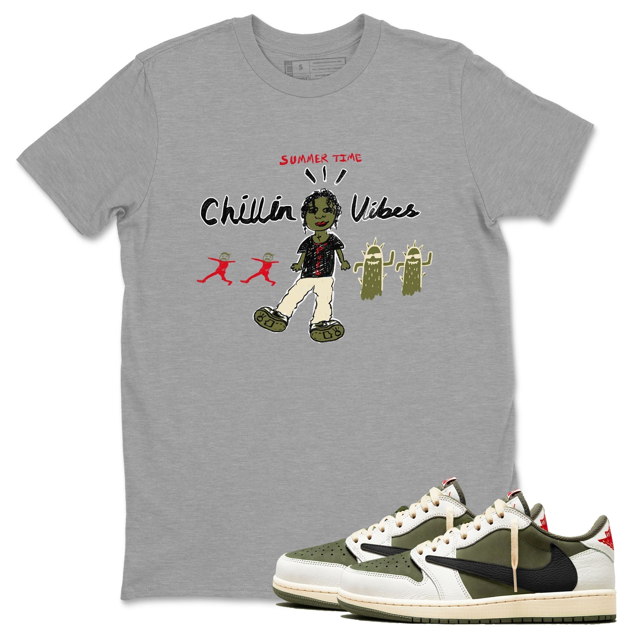 Chillin Vibes snkmatch Tees - Air Jordan 1 Travis Scott Medium Olive