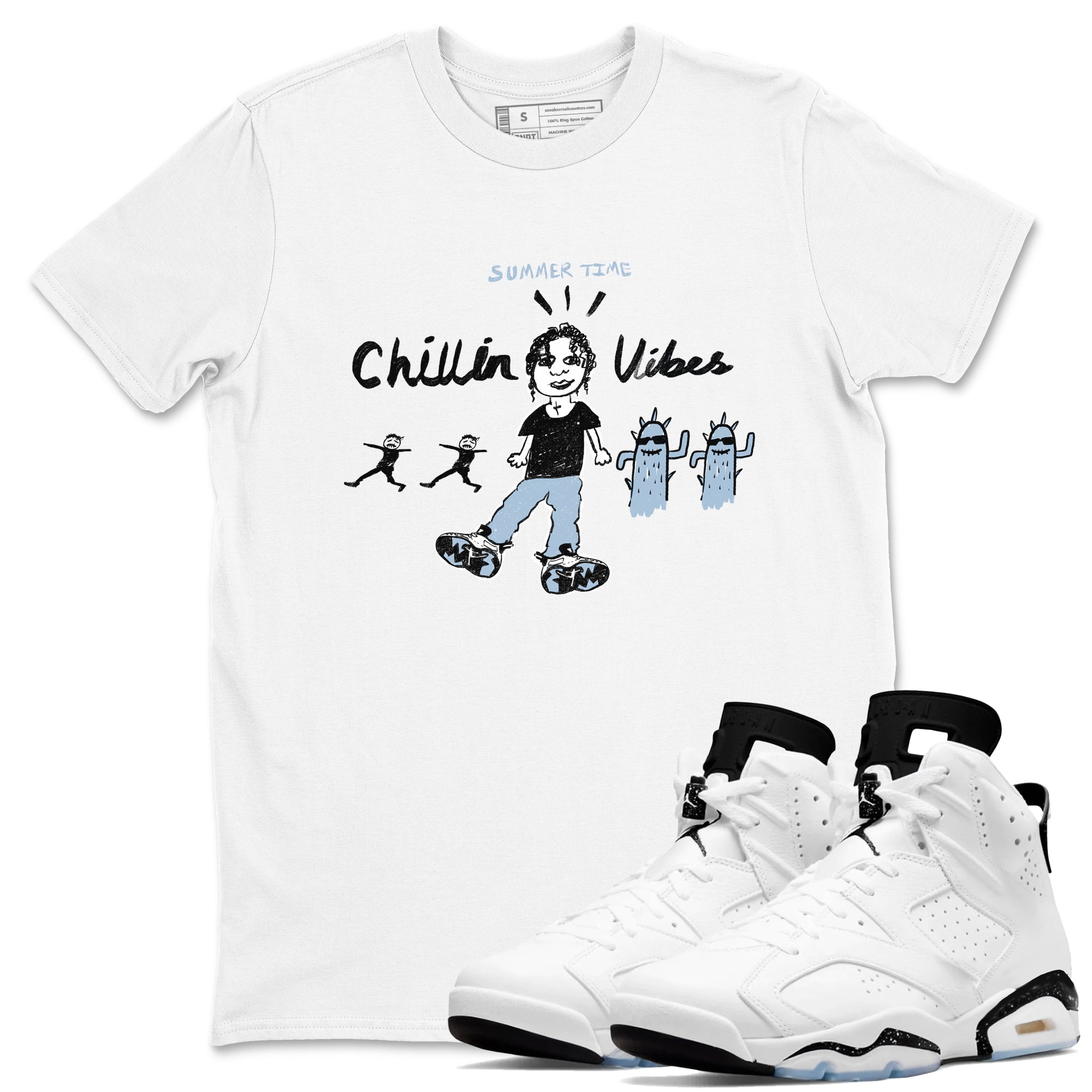 Chillin Vibes snkmatch Tees - Air Jordan 6 White Black