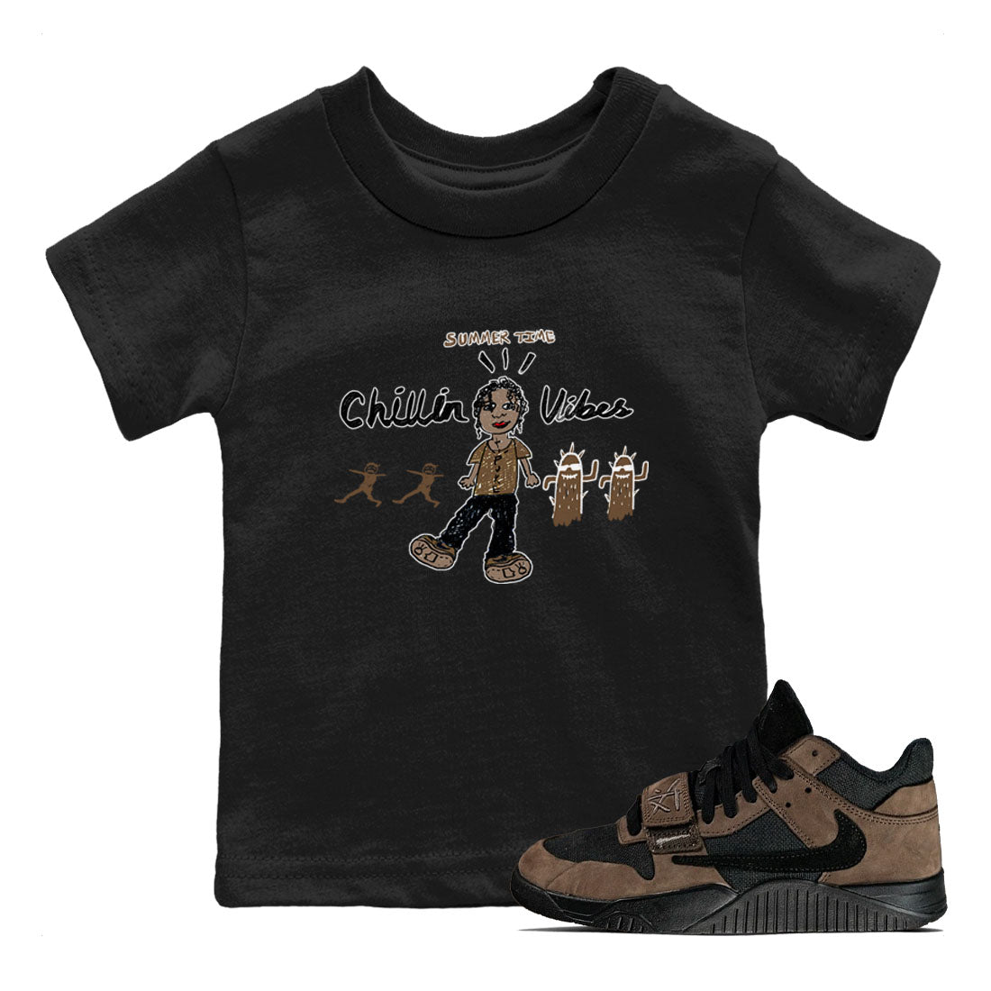 Chillin Vibes snkmatch Tees Kids - Jordan Jumpman Jack Travis Scott Dark Mocha