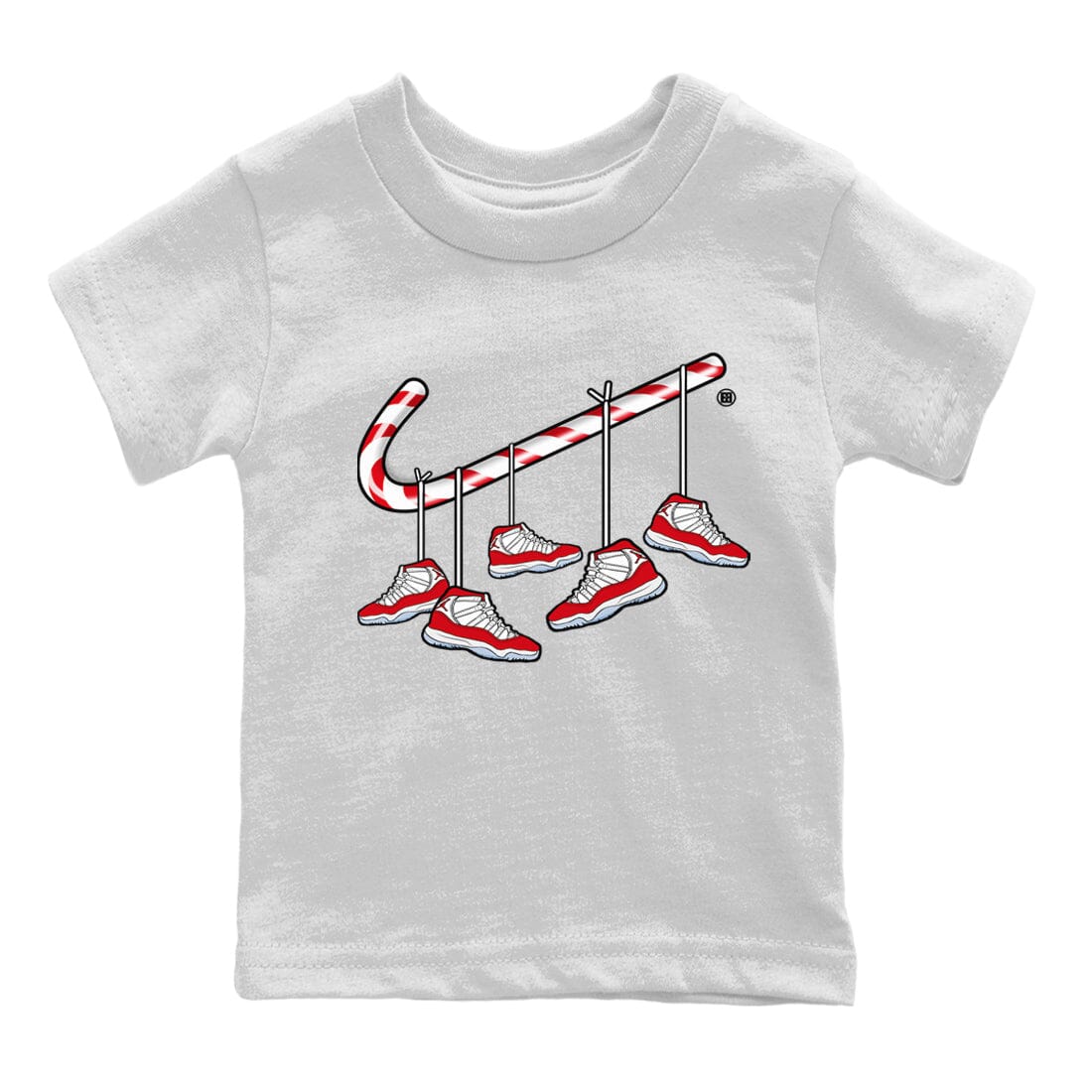 Christmas Candy Cane Kids Tops - Air Jordan 11 Cherry