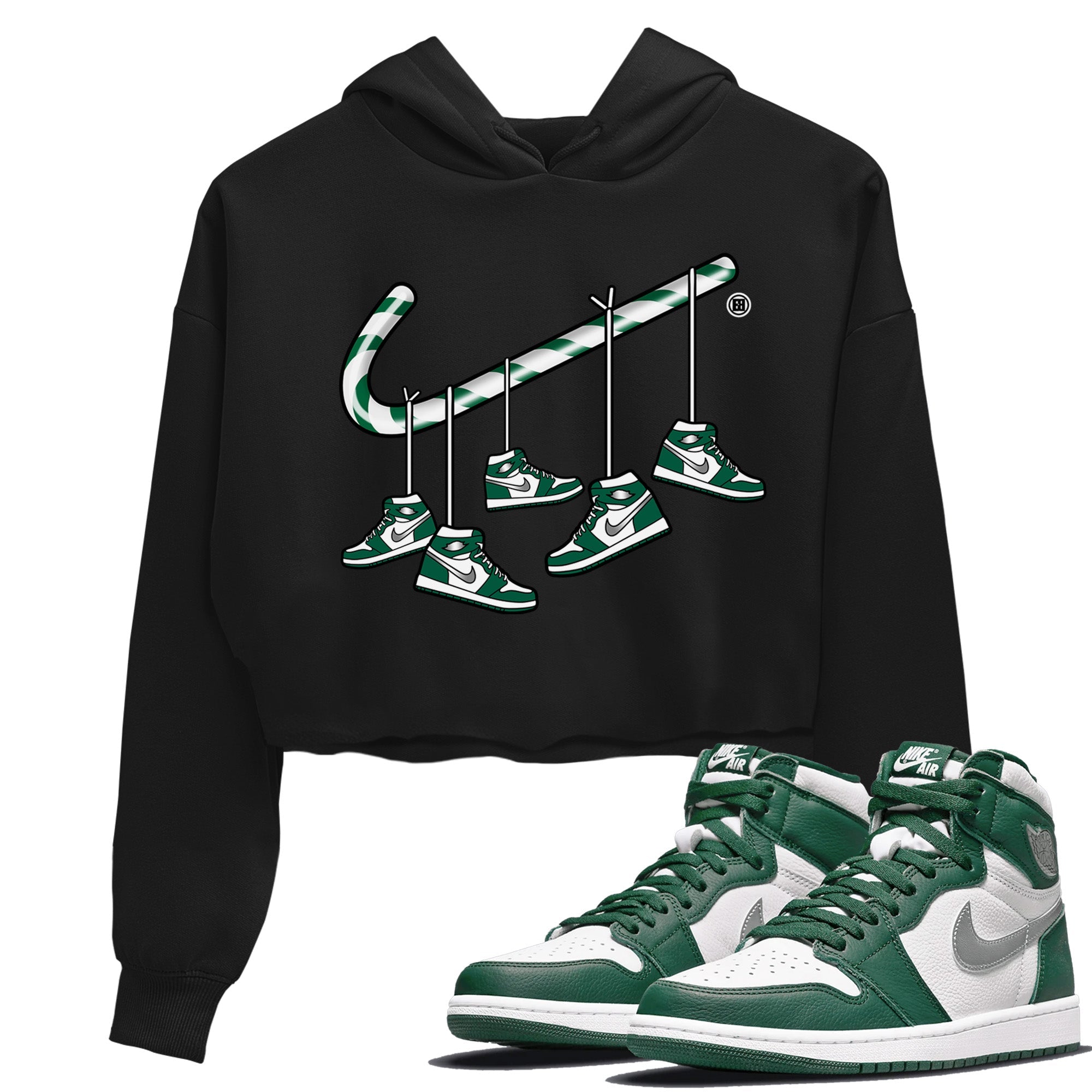 Christmas Candy Cane Women's Tops - Air Jordan 1 Gorge Green