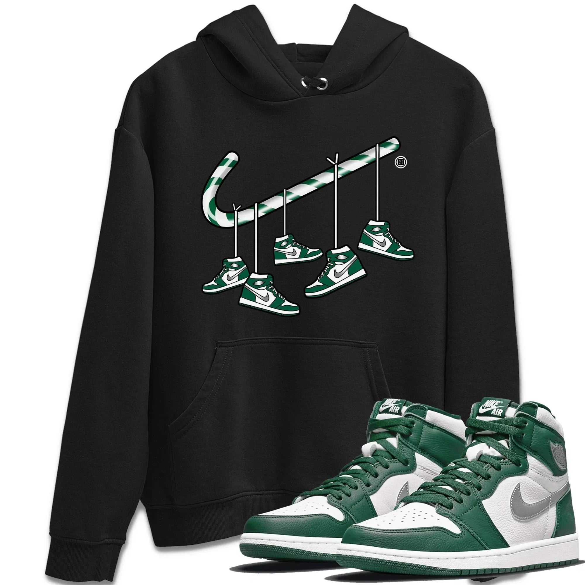 Christmas Candy Cane Unisex Tops - Air Jordan 1 Gorge Green