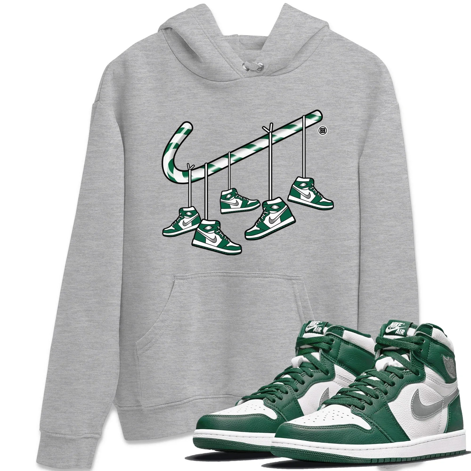 Christmas Candy Cane Unisex Tops - Air Jordan 1 Gorge Green