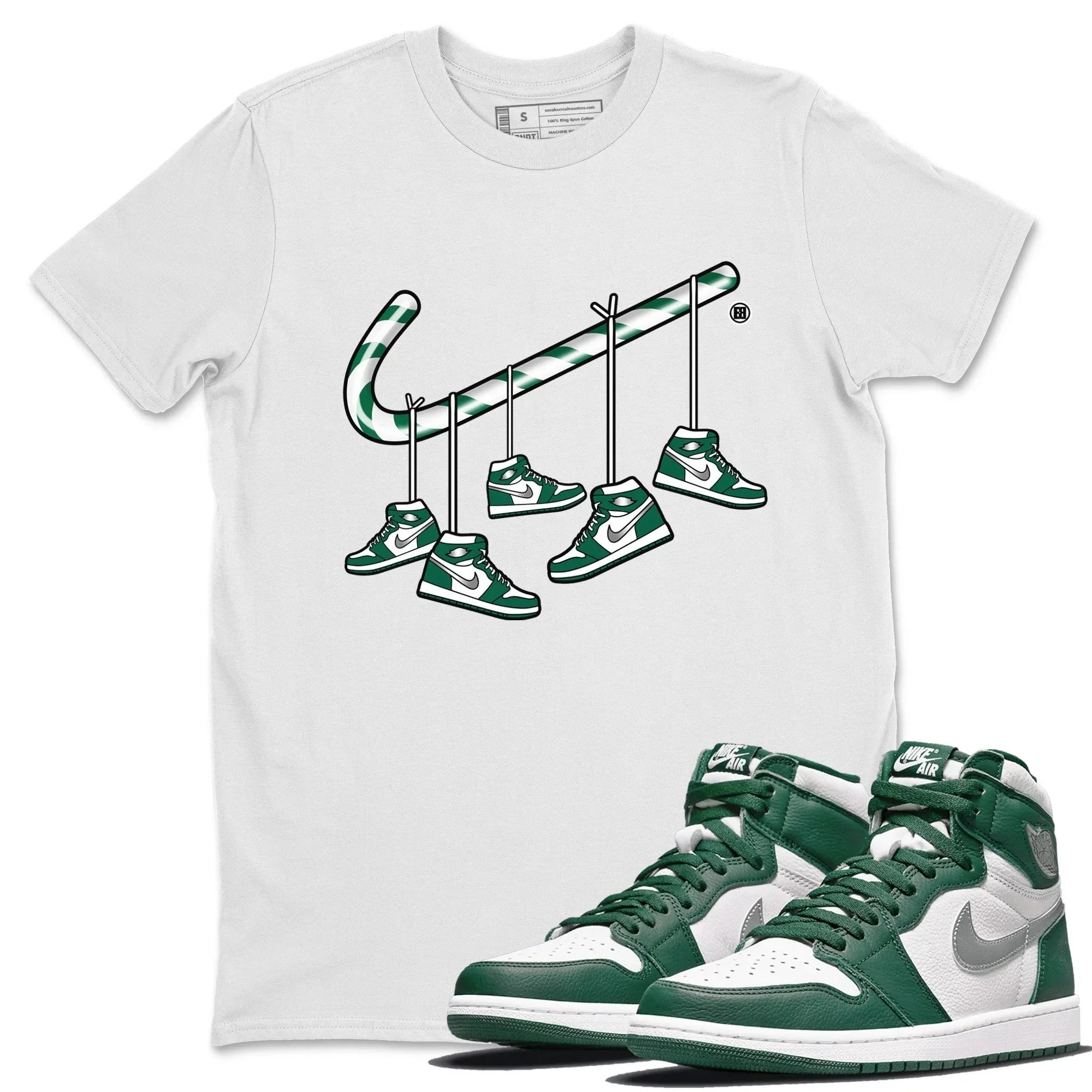 Christmas Candy Cane Unisex Tops - Air Jordan 1 Gorge Green