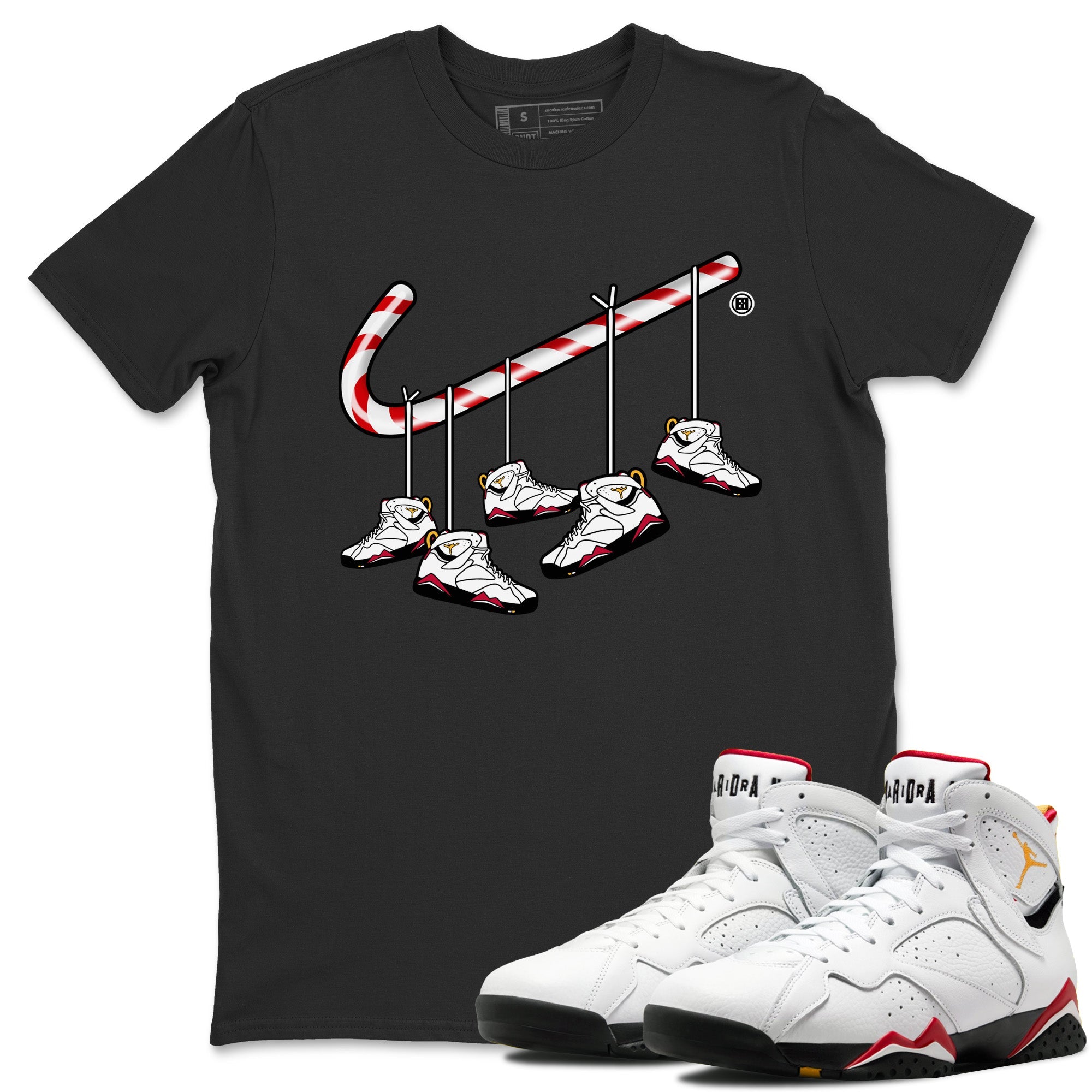 Christmas Candy Cane Unisex Tops - Air Jordan 7 Cardinal