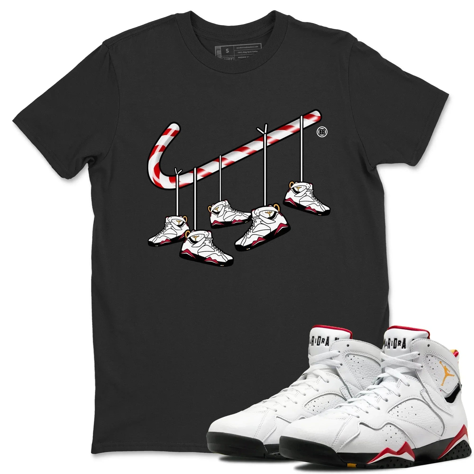 Christmas Candy Cane Unisex Tops - Air Jordan 7 Cardinal