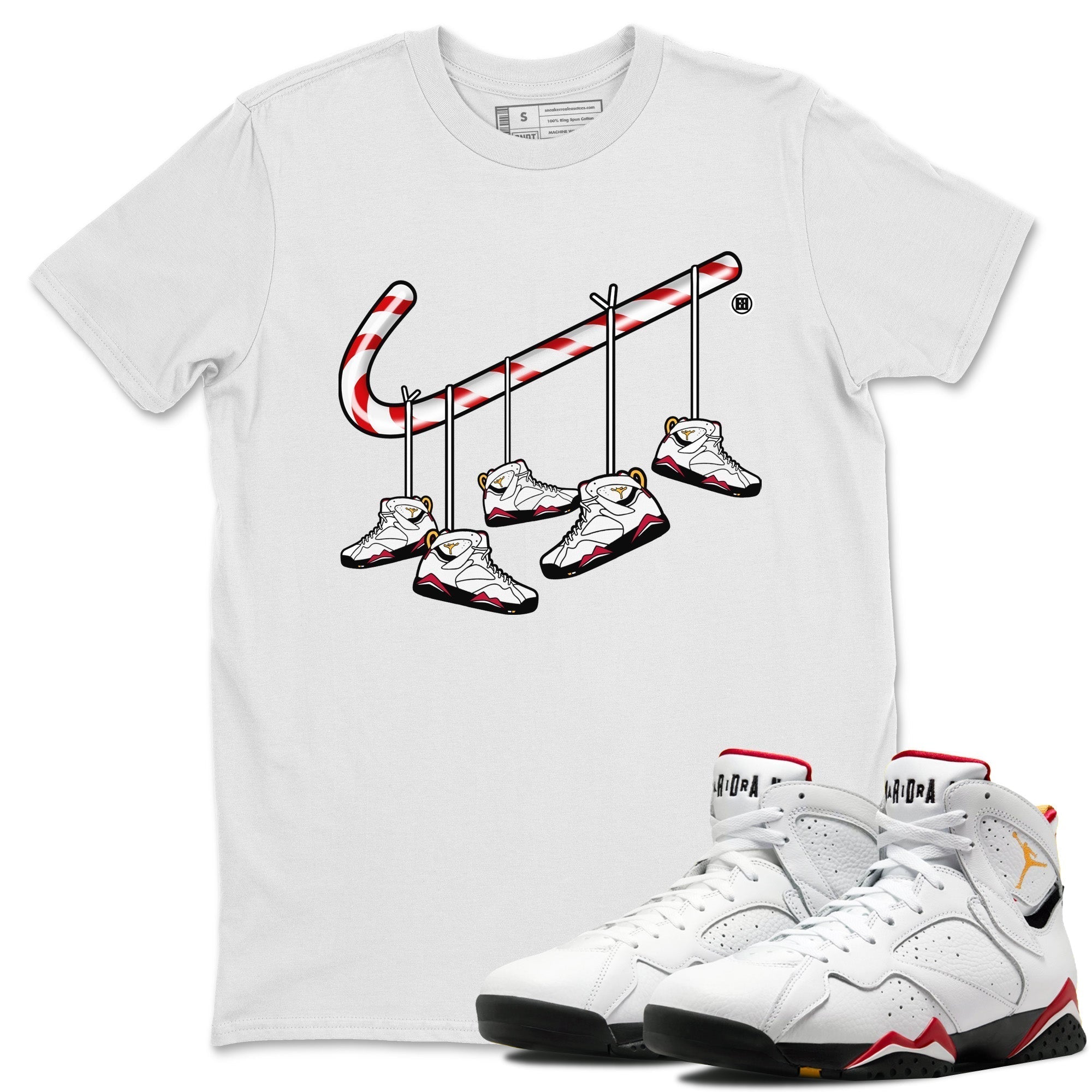 Christmas Candy Cane Unisex Tops - Air Jordan 7 Cardinal