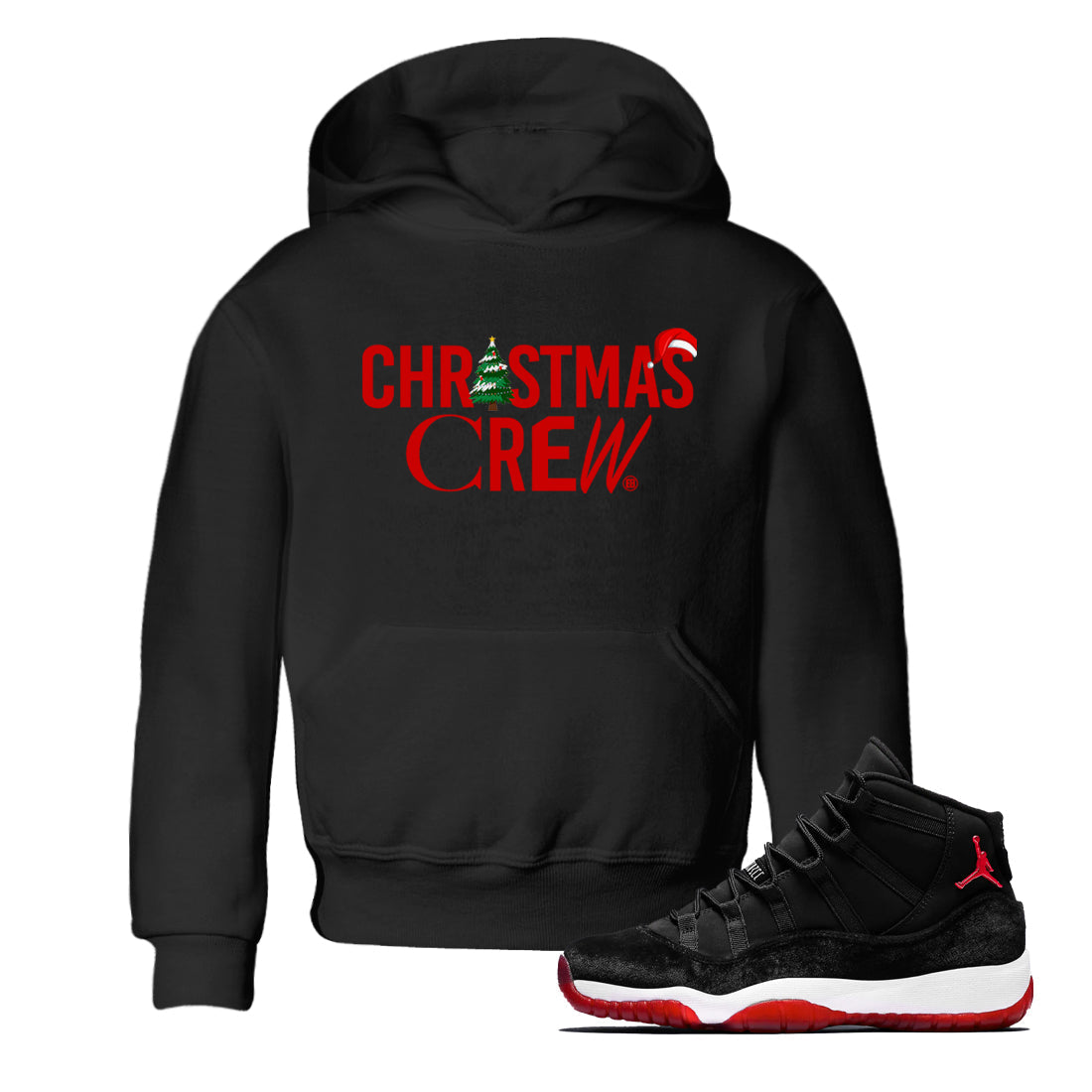 Christmas Crew snkmatch Tees Kids - Air Jordan 11 Bred Velvet
