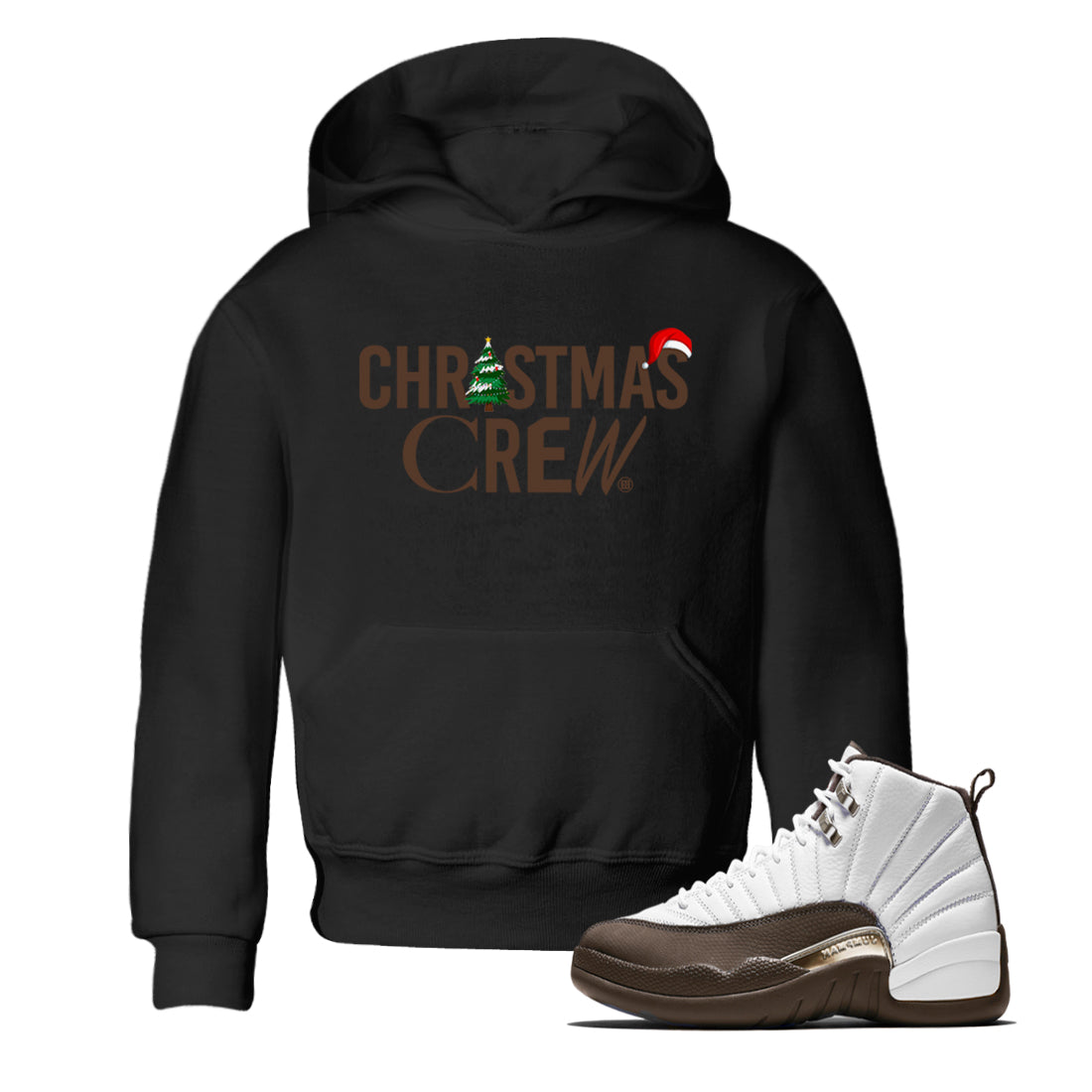 Christmas Crew snkmatch Tees Kids - Air Jordan 12 Baroque Brown