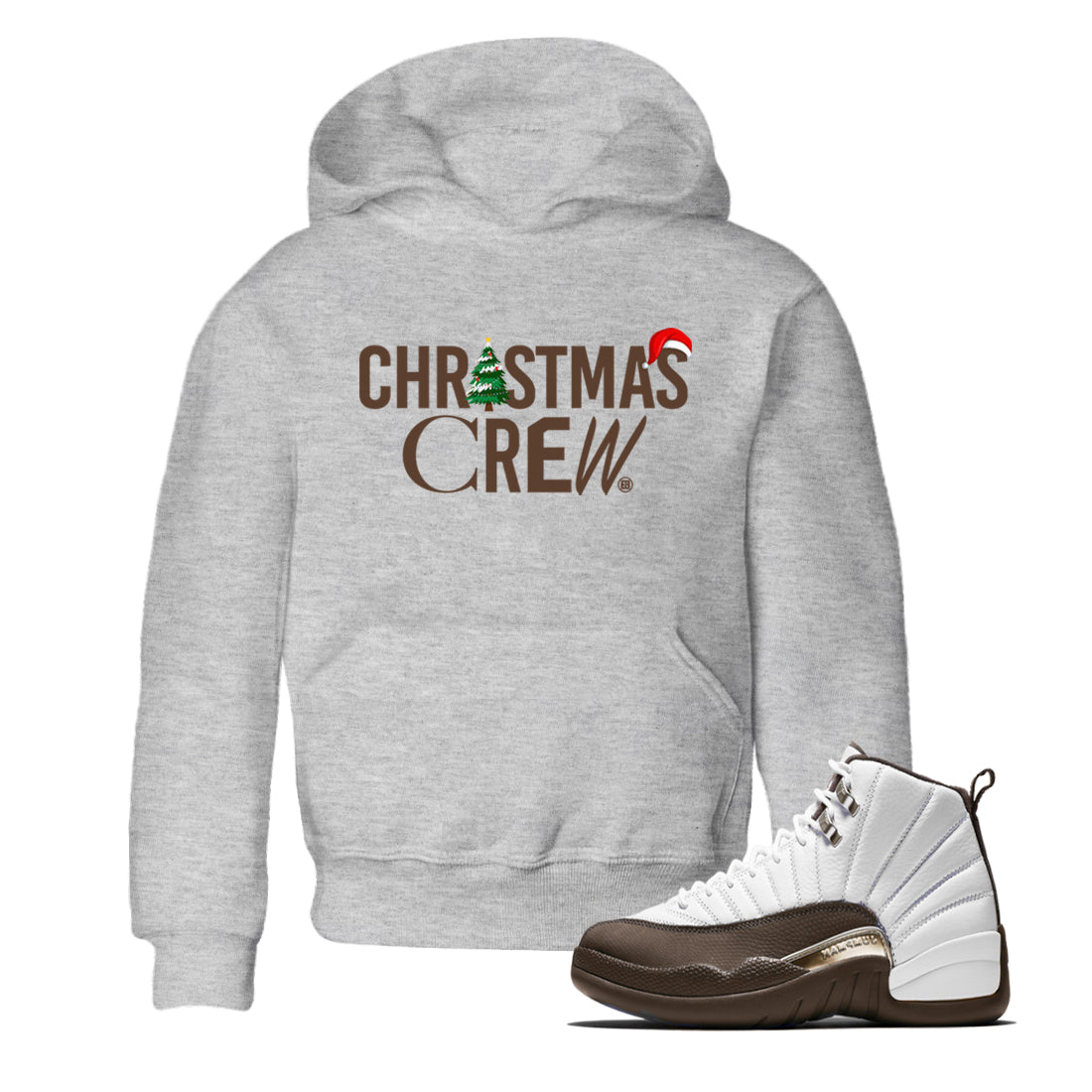 Christmas Crew snkmatch Tees Kids - Air Jordan 12 Baroque Brown