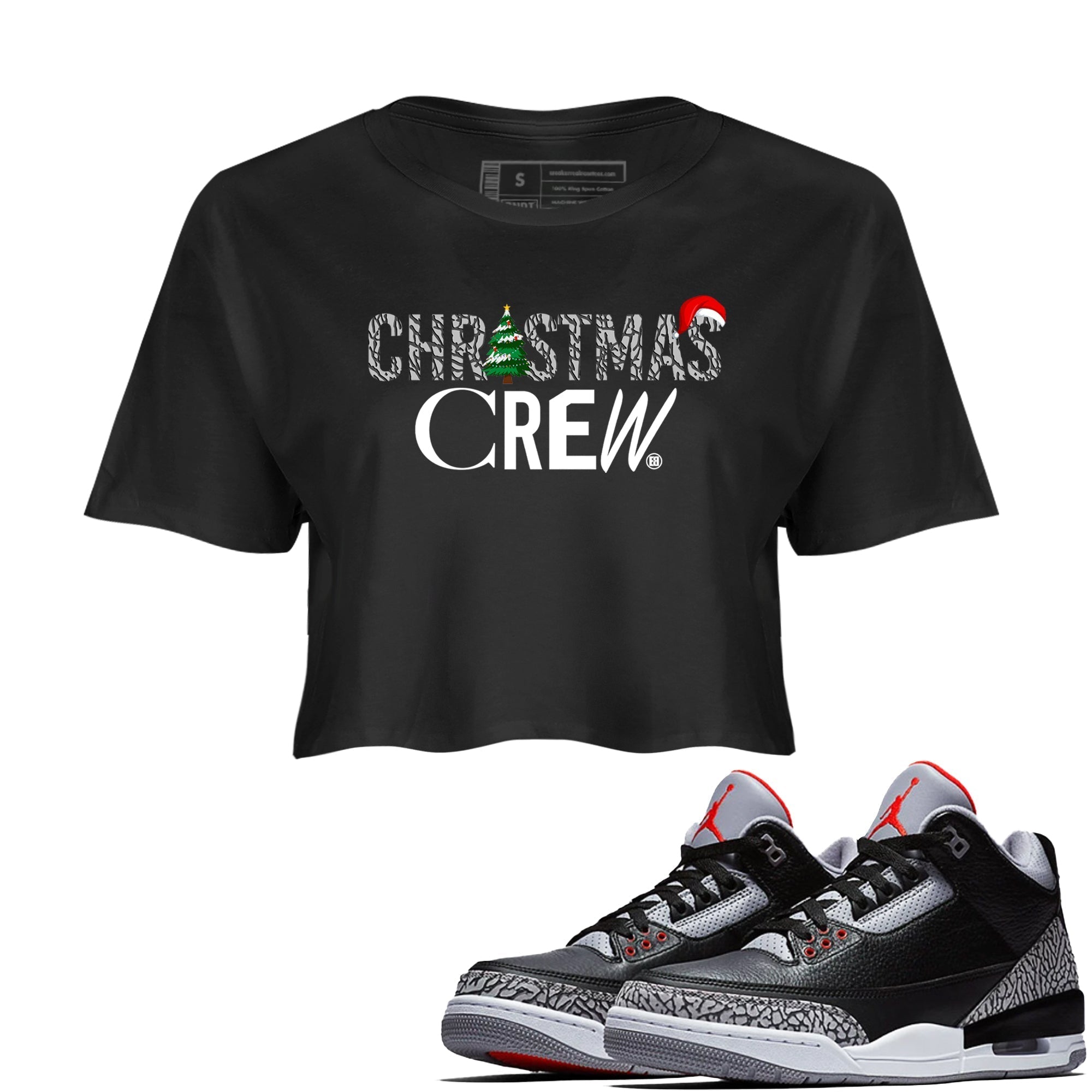 Christmas Crew snkmatch Women's Top - Air Jordan 3 Black Cement