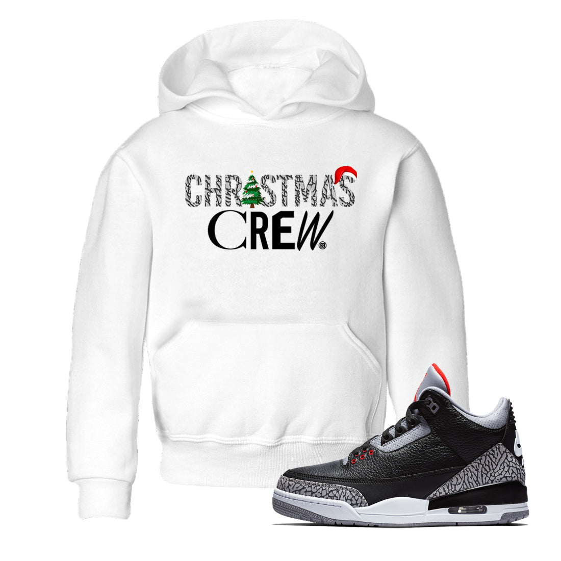 Christmas Crew snkmatch Tees Kids - Air Jordan 3 Black Cement