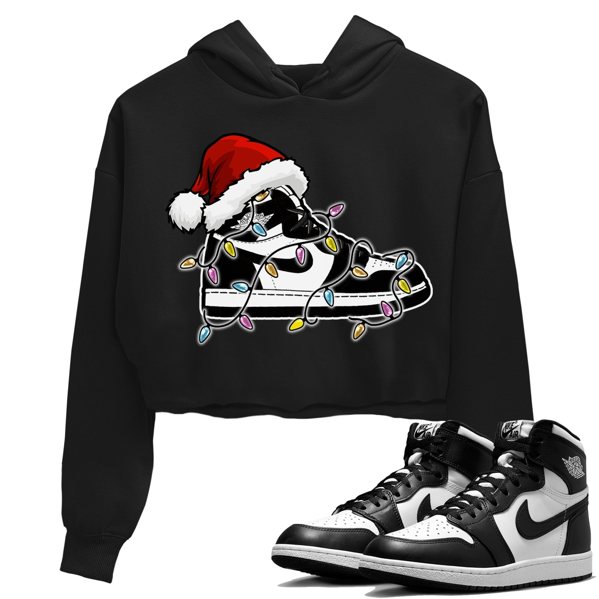 Christmas Light snkmatch Women's Tops - Air Jordan 1 Black White