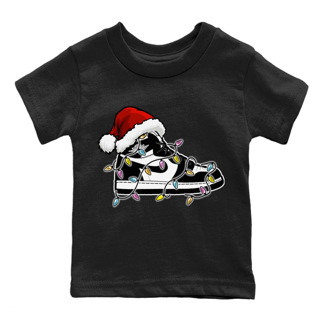 Christmas Light snkmatch Kids Tops - Air Jordan 1 Black White