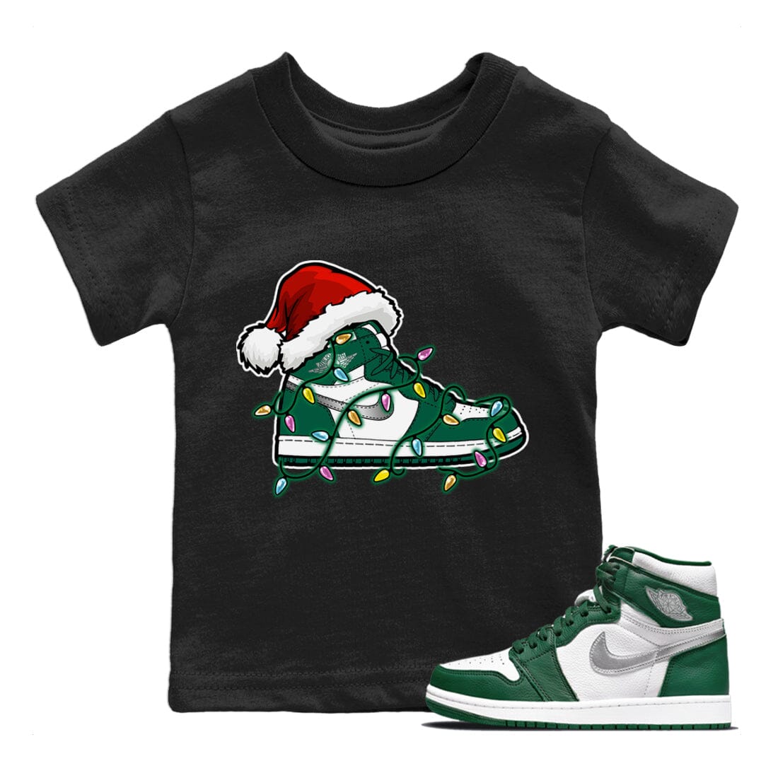 Christmas Light Kids Tops - Air Jordan 1 Gorge Green