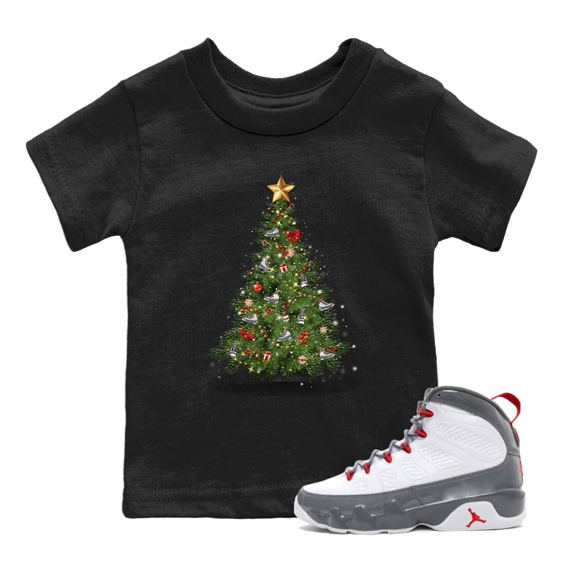 Christmas Tree Kids Tops - Air Jordan 9 Fire Red