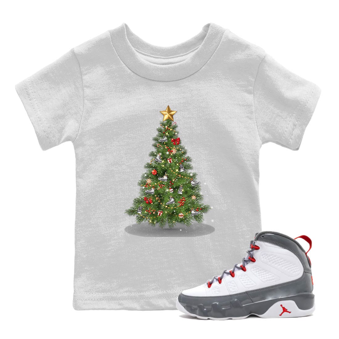 Christmas Tree Kids Tops - Air Jordan 9 Fire Red