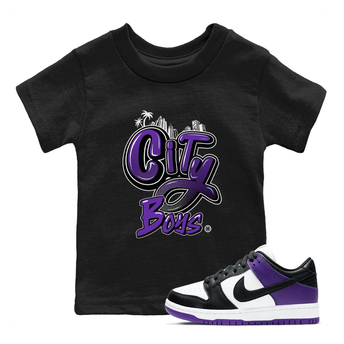 City Boys snkmatch Tees Kids - Dunk Low Court Purple