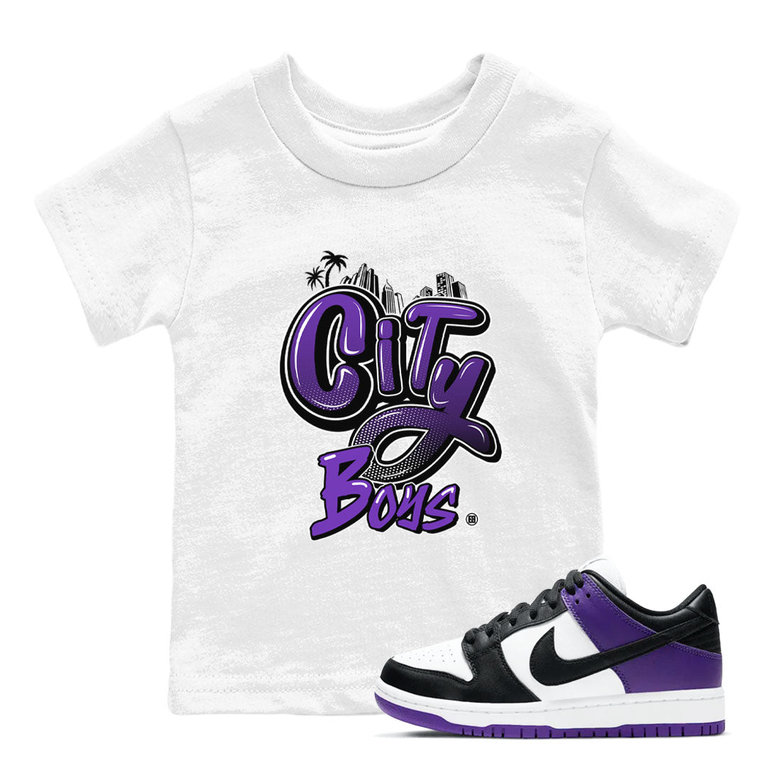 City Boys snkmatch Tees Kids - Dunk Low Court Purple